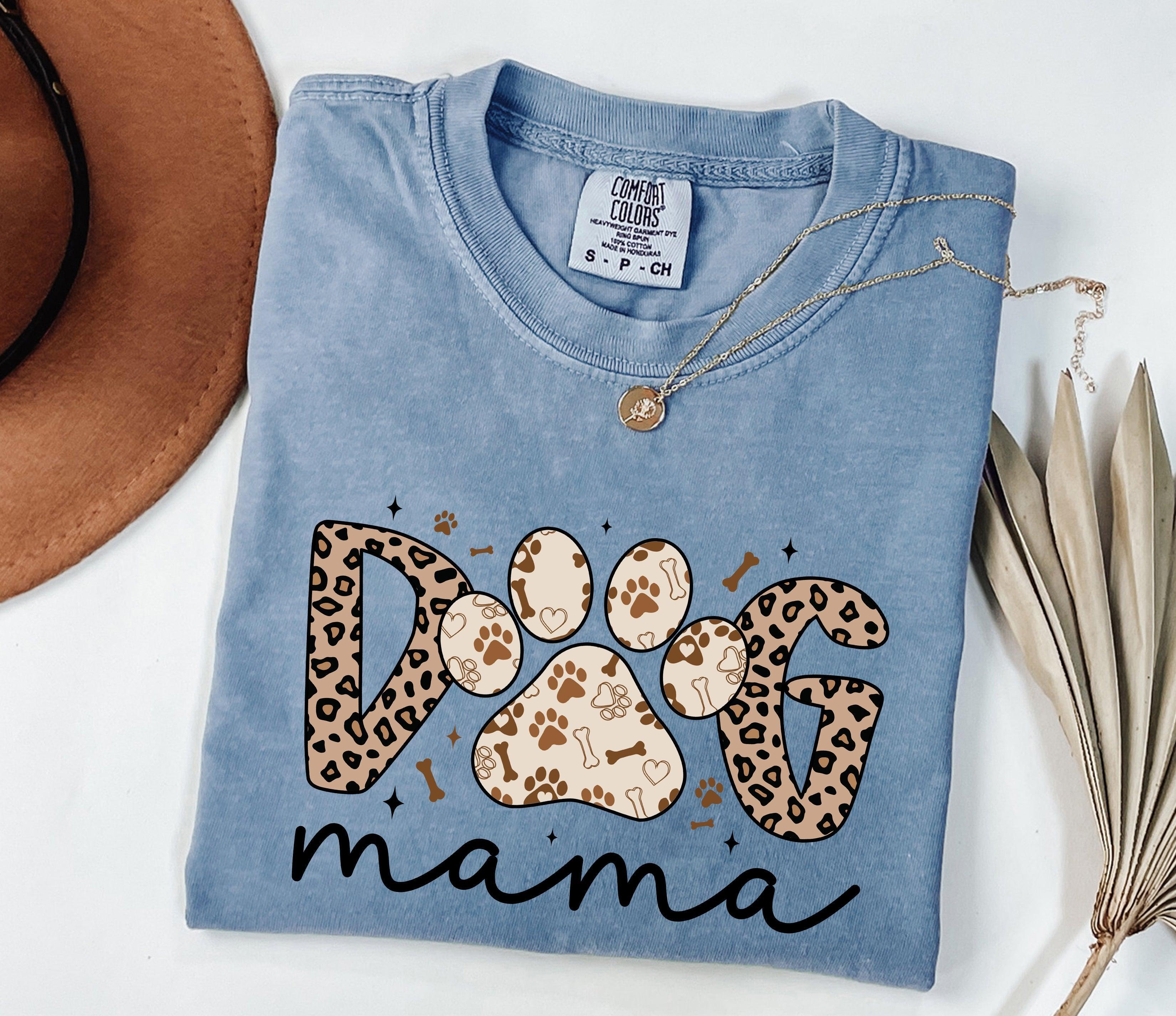 Dog Mom Comfort Fall Colors Garment Dyed T Shirt (Leopard)