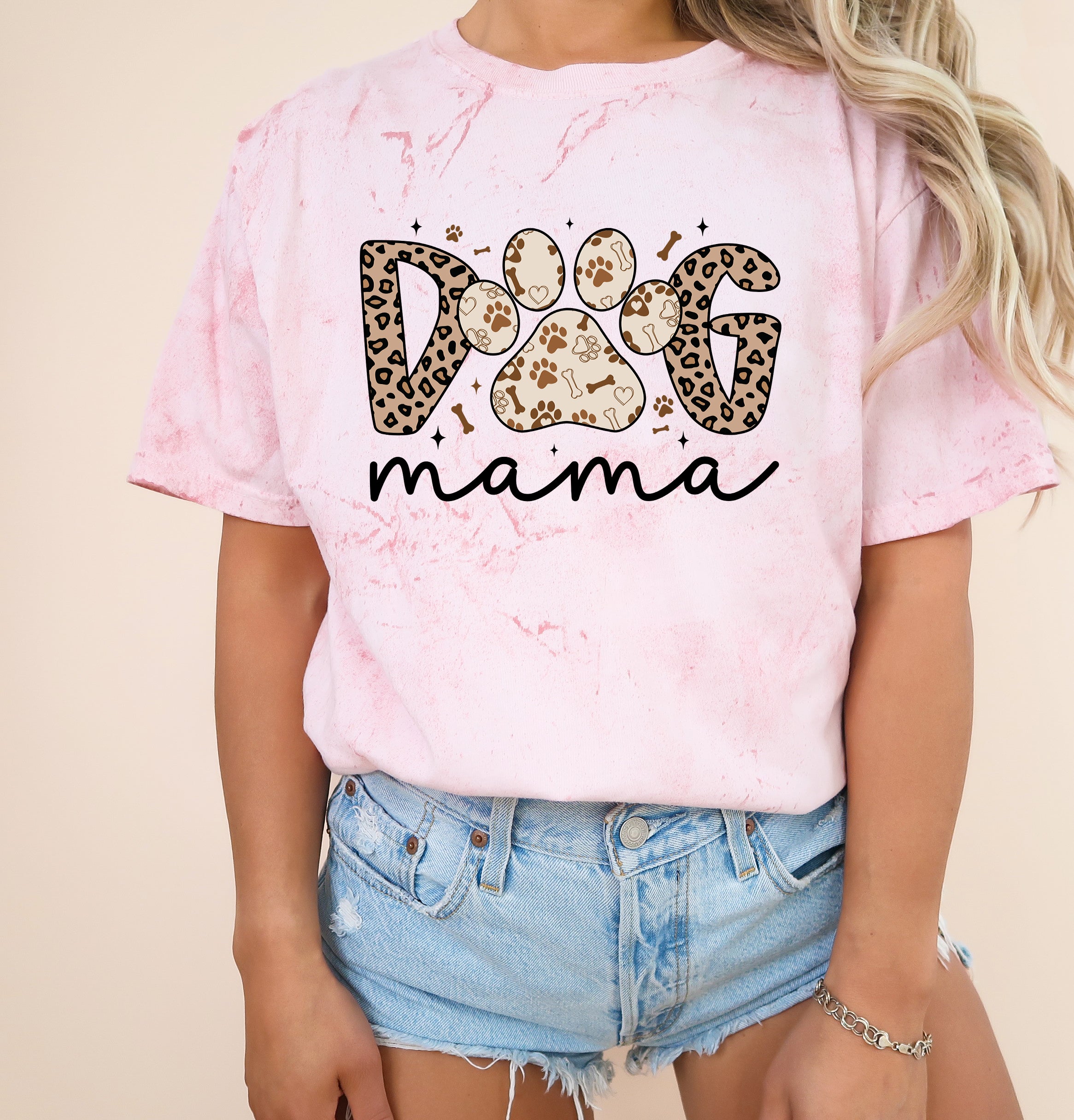 Dog Mom Comfort Fall Colors Garment Dyed T Shirt (Leopard)