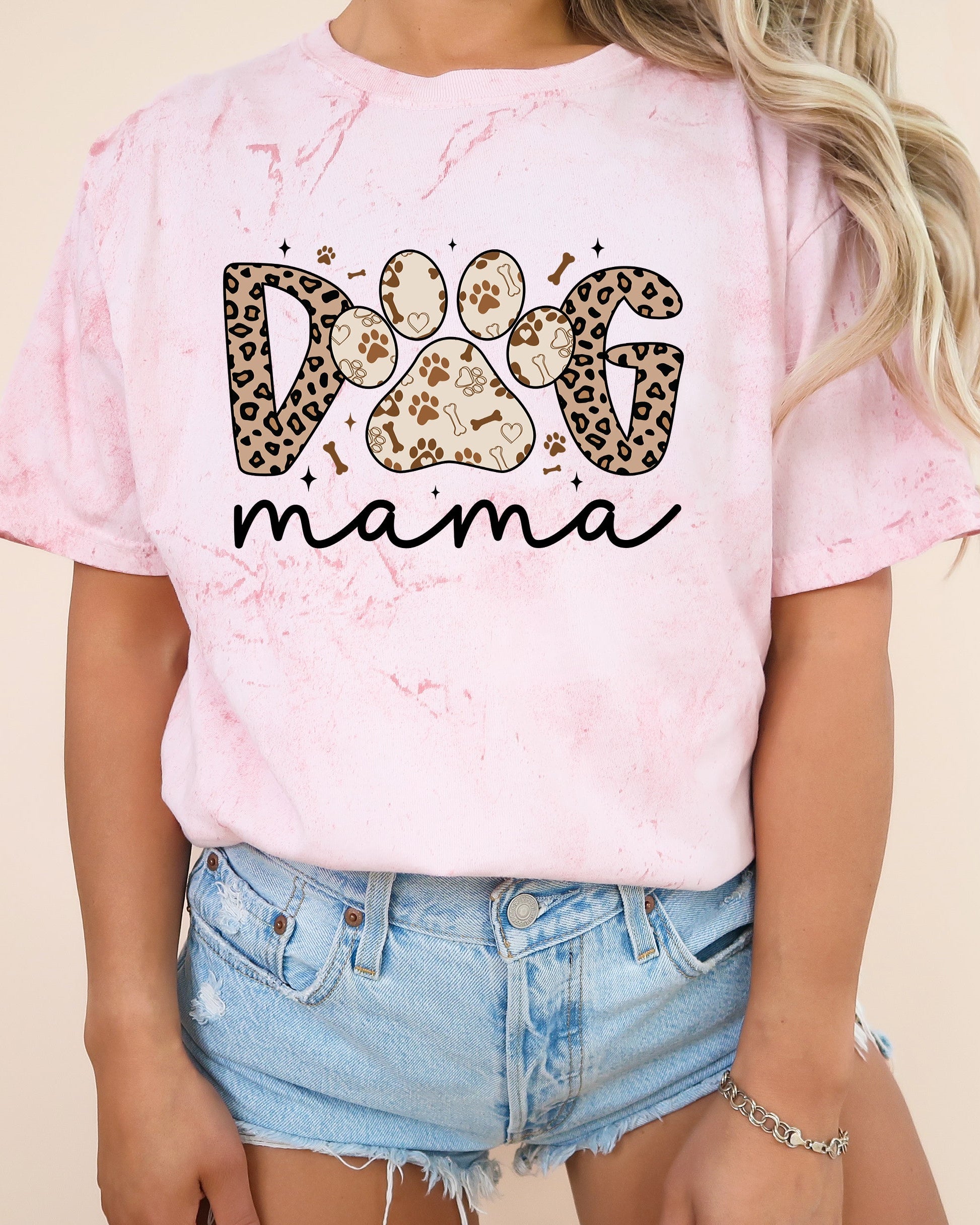 Dog Mom Comfort Fall Colors Garment Dyed T Shirt (Leopard)