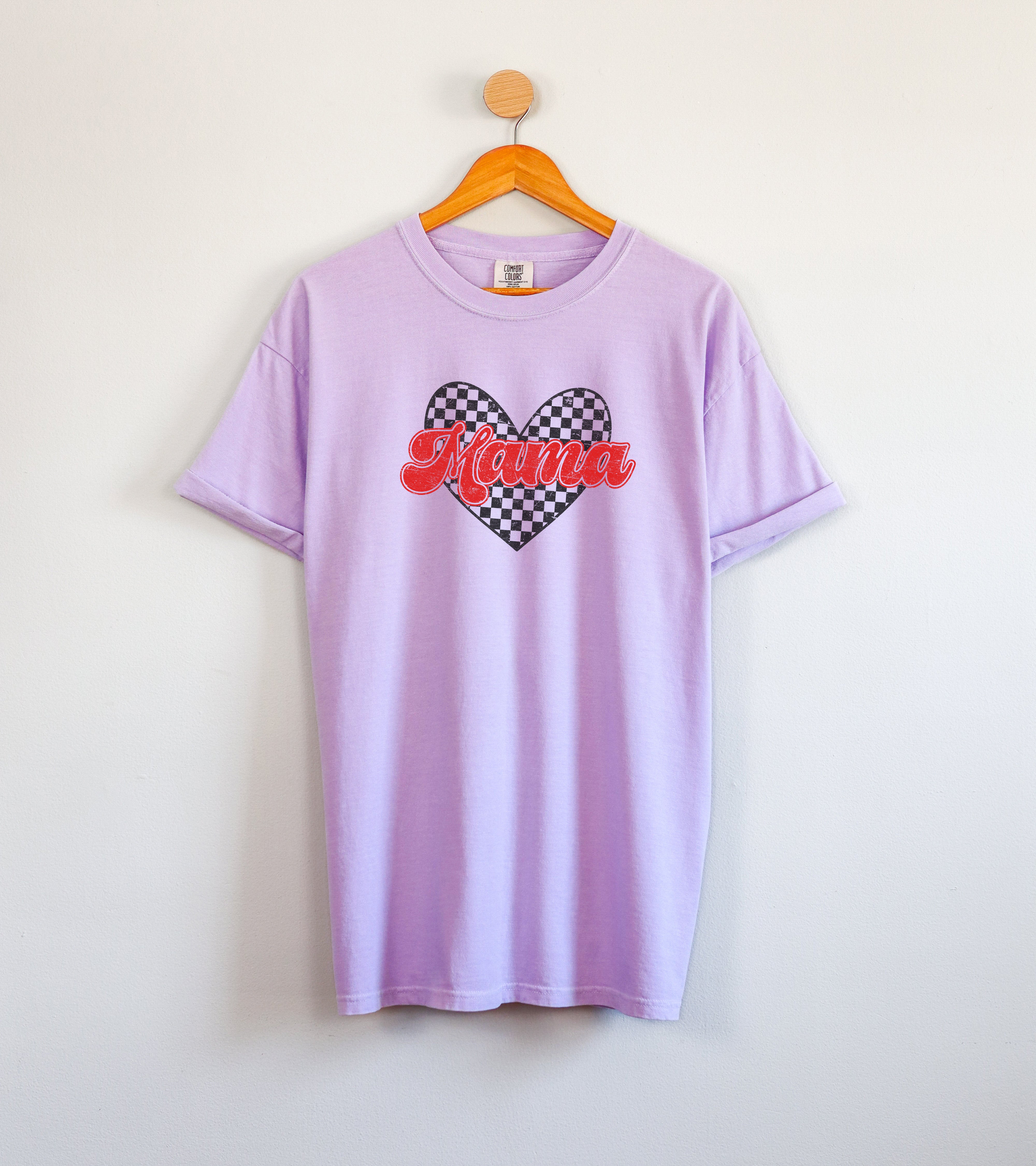 Mama Love Comfort Colors T Shirt (Checkered)