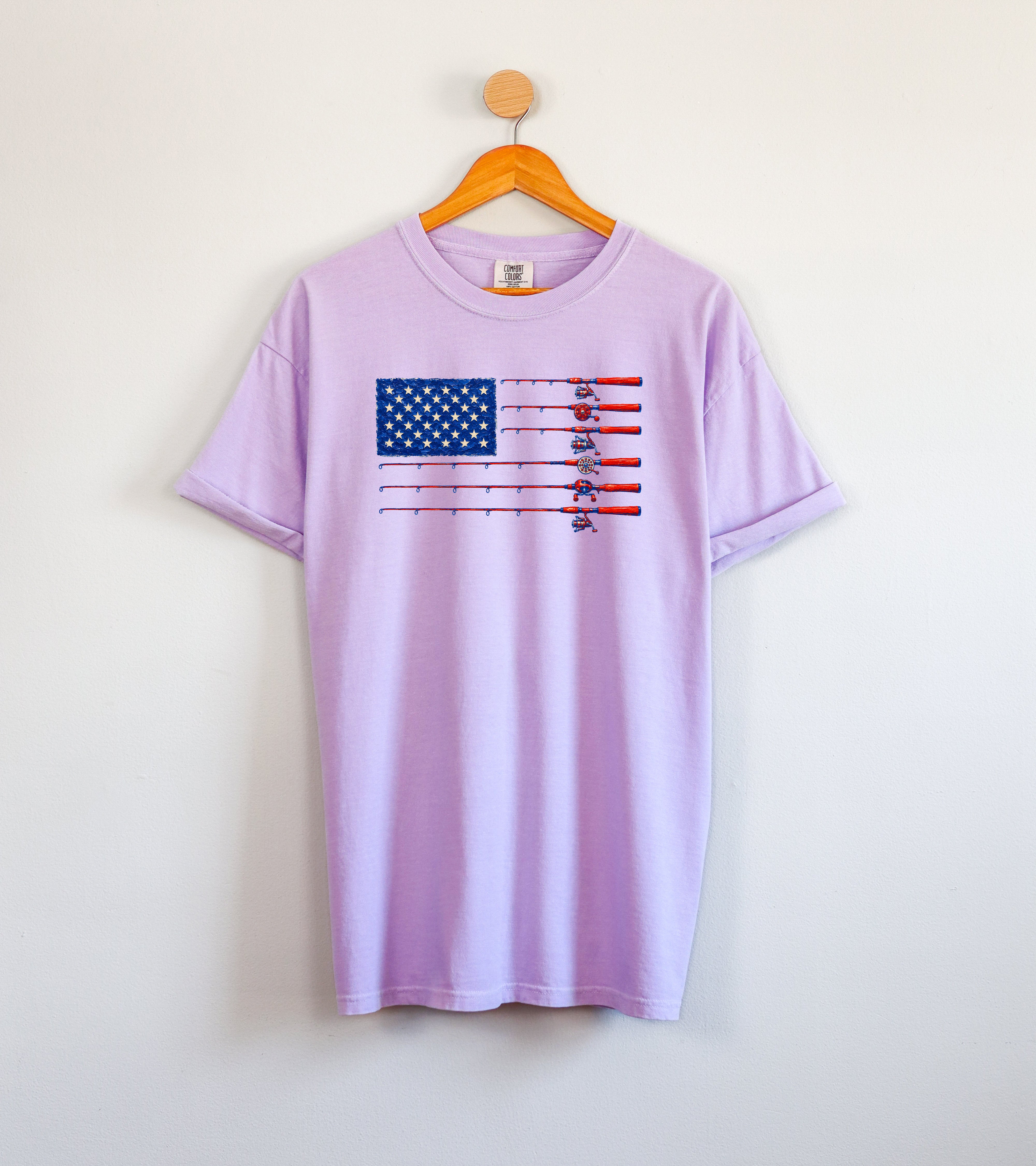 USA America Fishing Comfort Colors T Shirt - 4th of July, Memorial day, Veterans day gift for dad