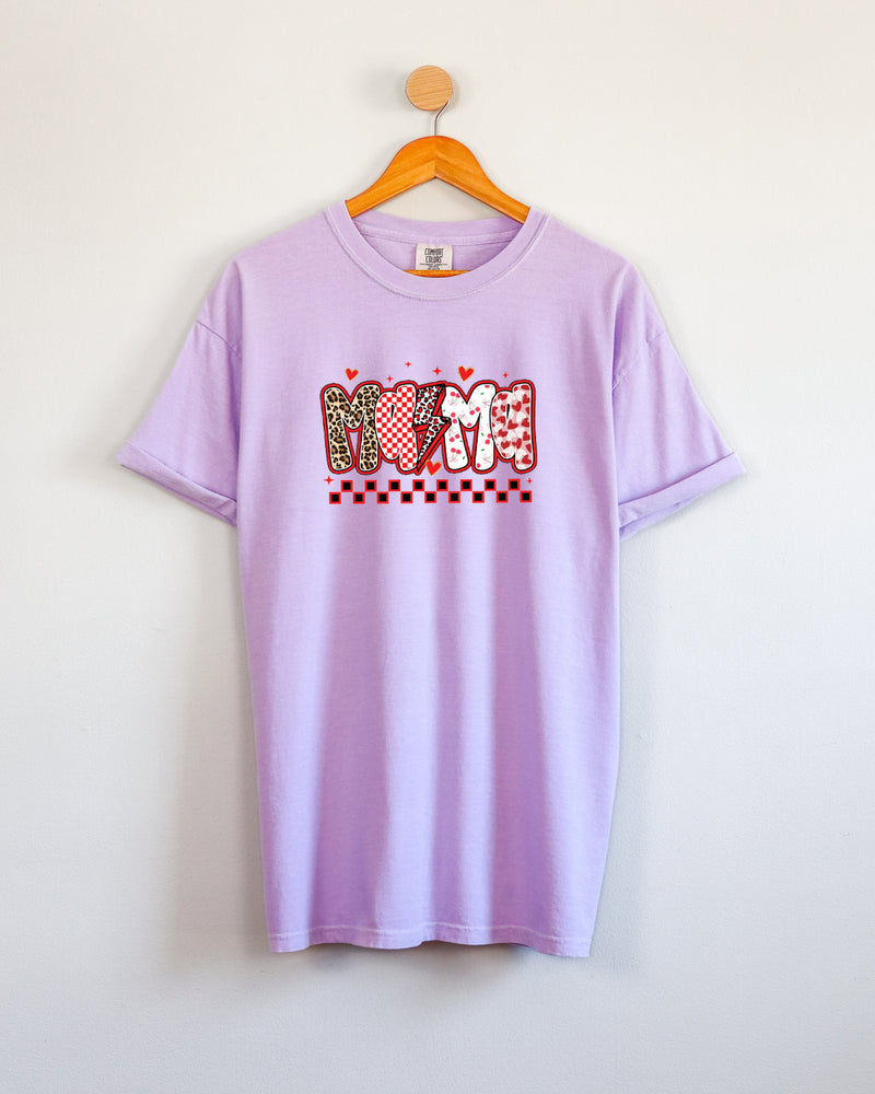 Mama Leopard Checkered Comfort Colors T Shirt