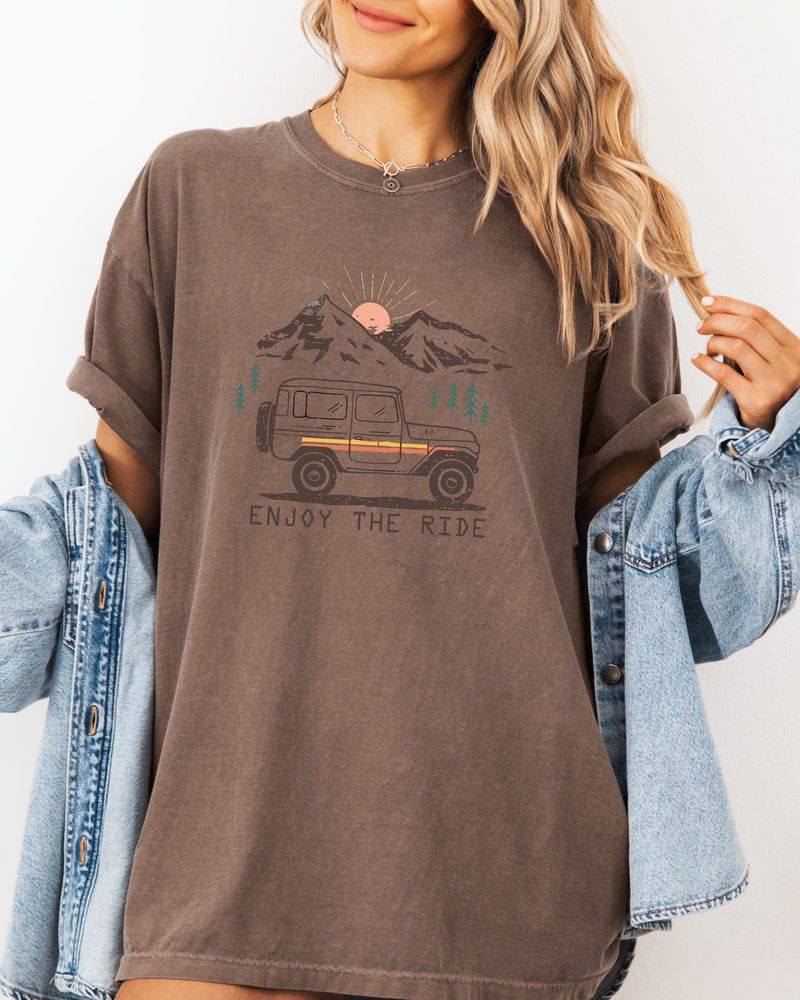 Enjoy the Ride Camping Hiking Mountain Nature Comfort Colors T Shirt