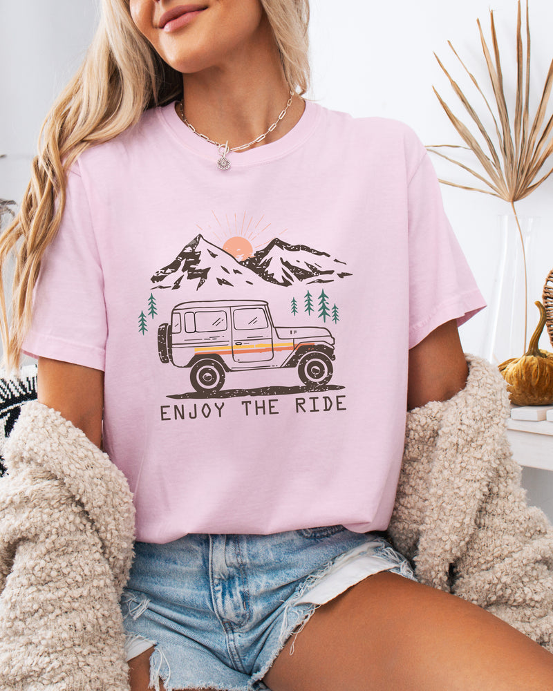 Enjoy the Ride Camping Hiking Mountain Nature Comfort Colors T Shirt