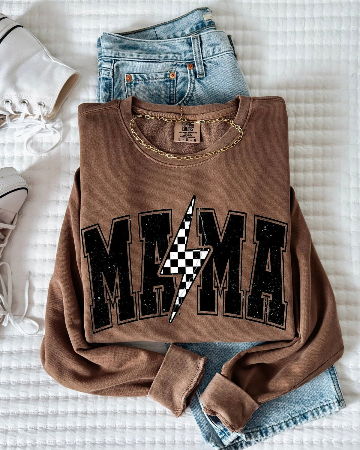 Mama Lightning Comfort Colors Sweatshirt (Condensed), Mom Gift