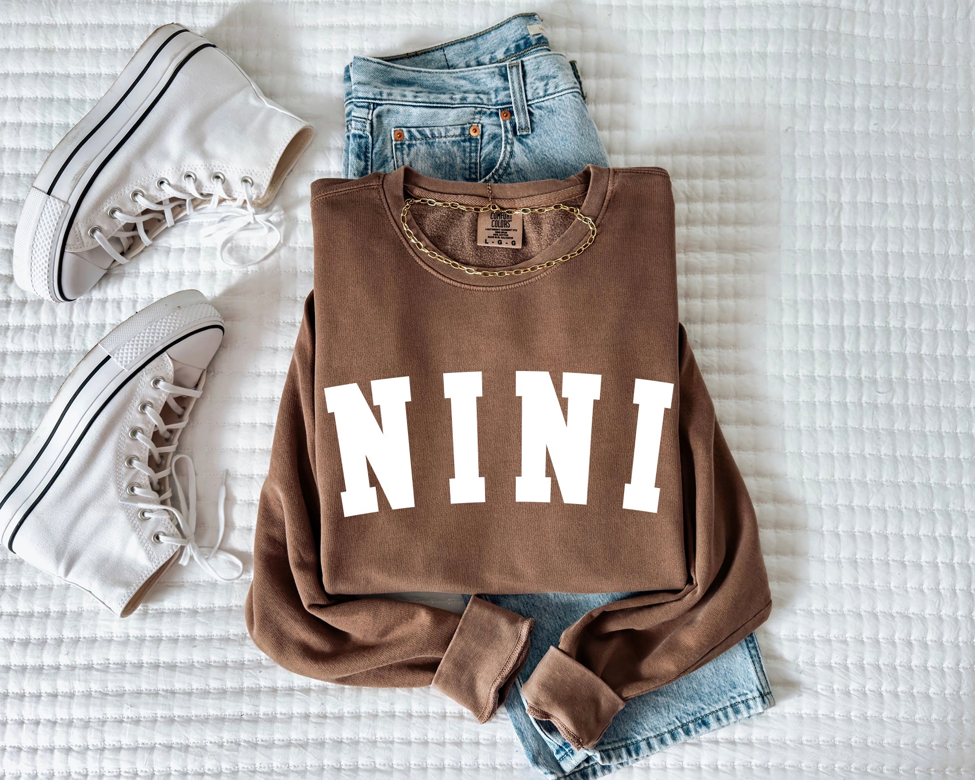 Nini Grandma Garment Dyed Comfort Colors Sweatshirt