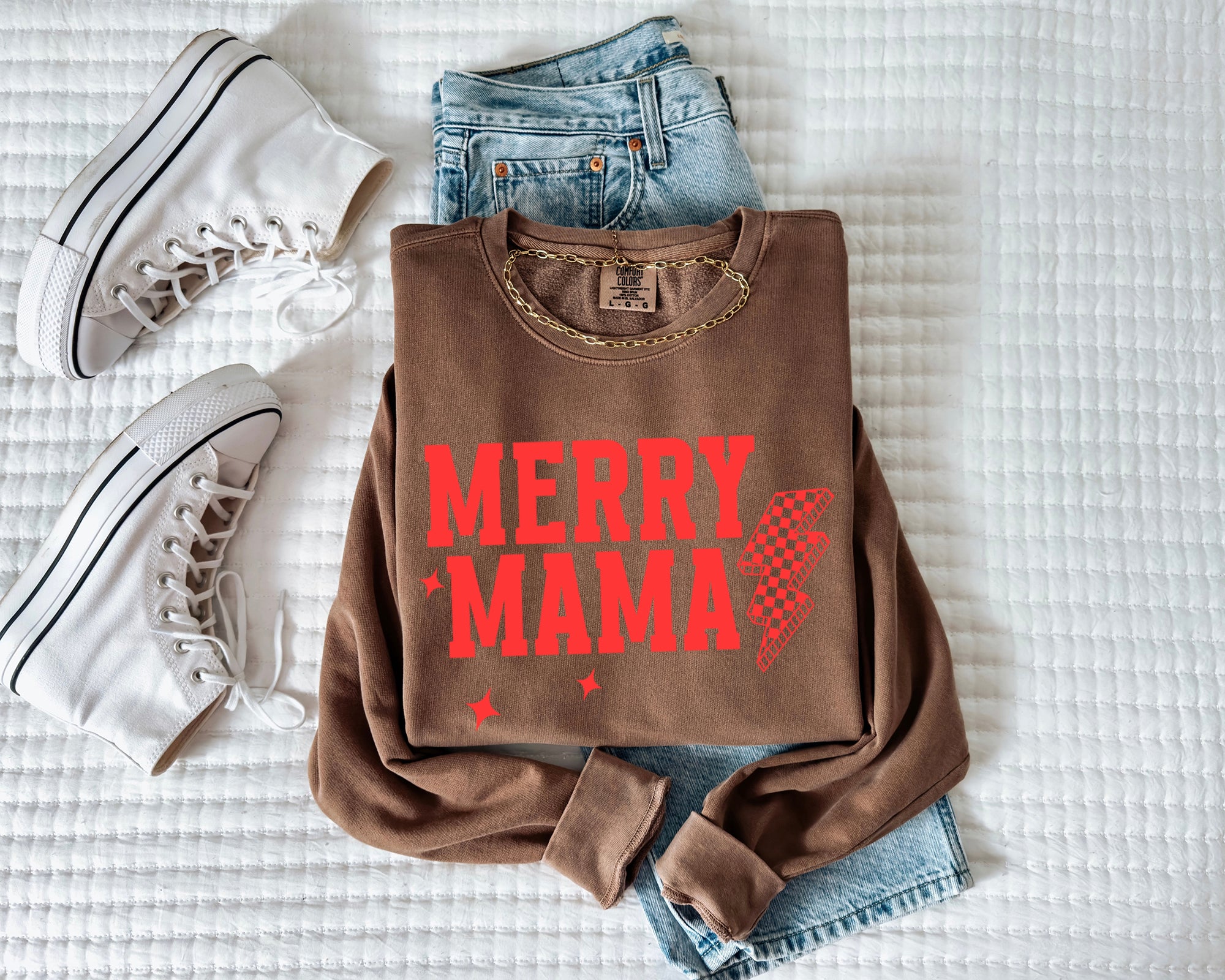 Merry Christmas Mama Winter Holiday Fall Autumn Inspirational Garment Dyed Comfort Colors Sweatshirt