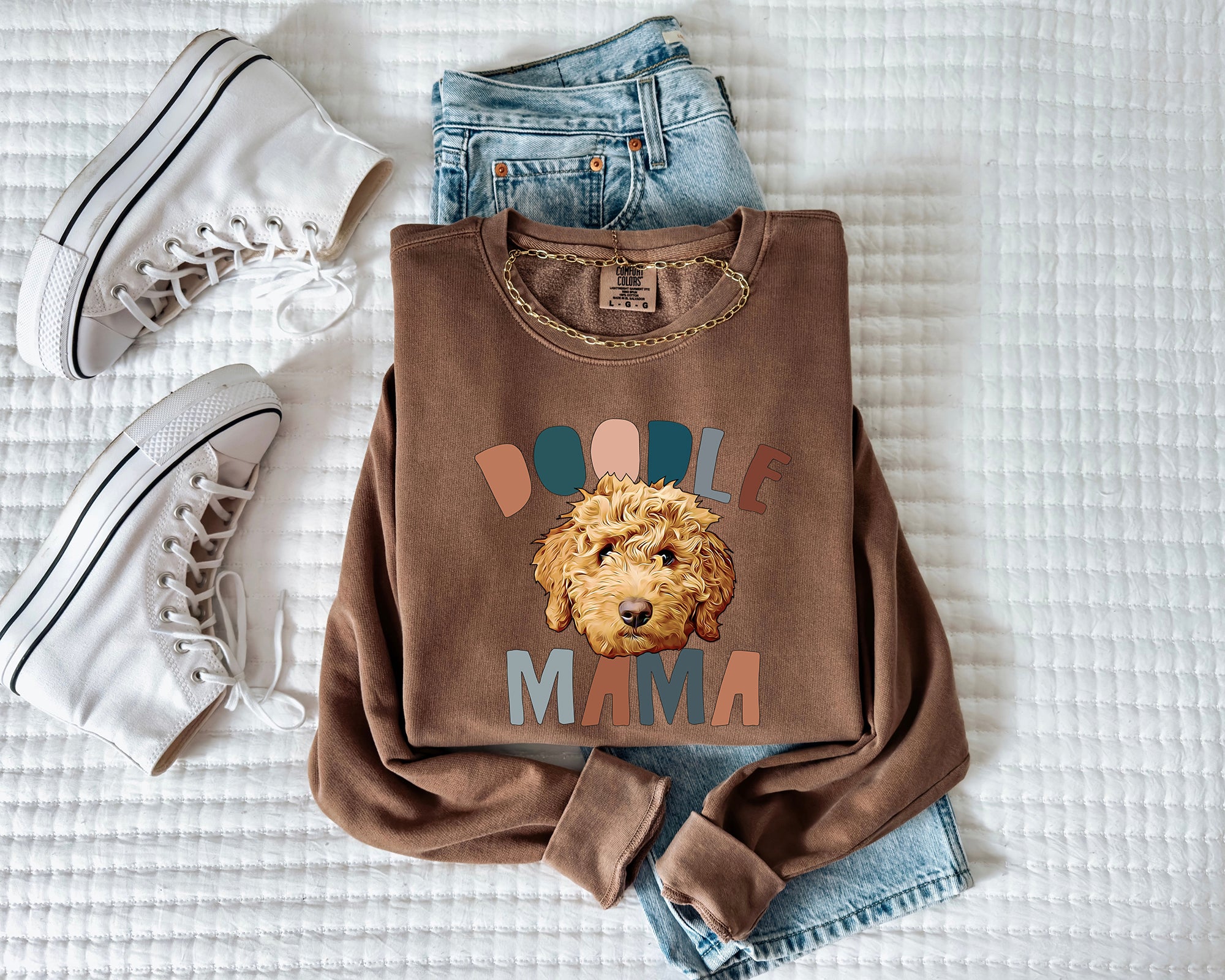 Golden Doodle Dog mom Fall Garment Dyed Comfort Colors Sweatshirt
