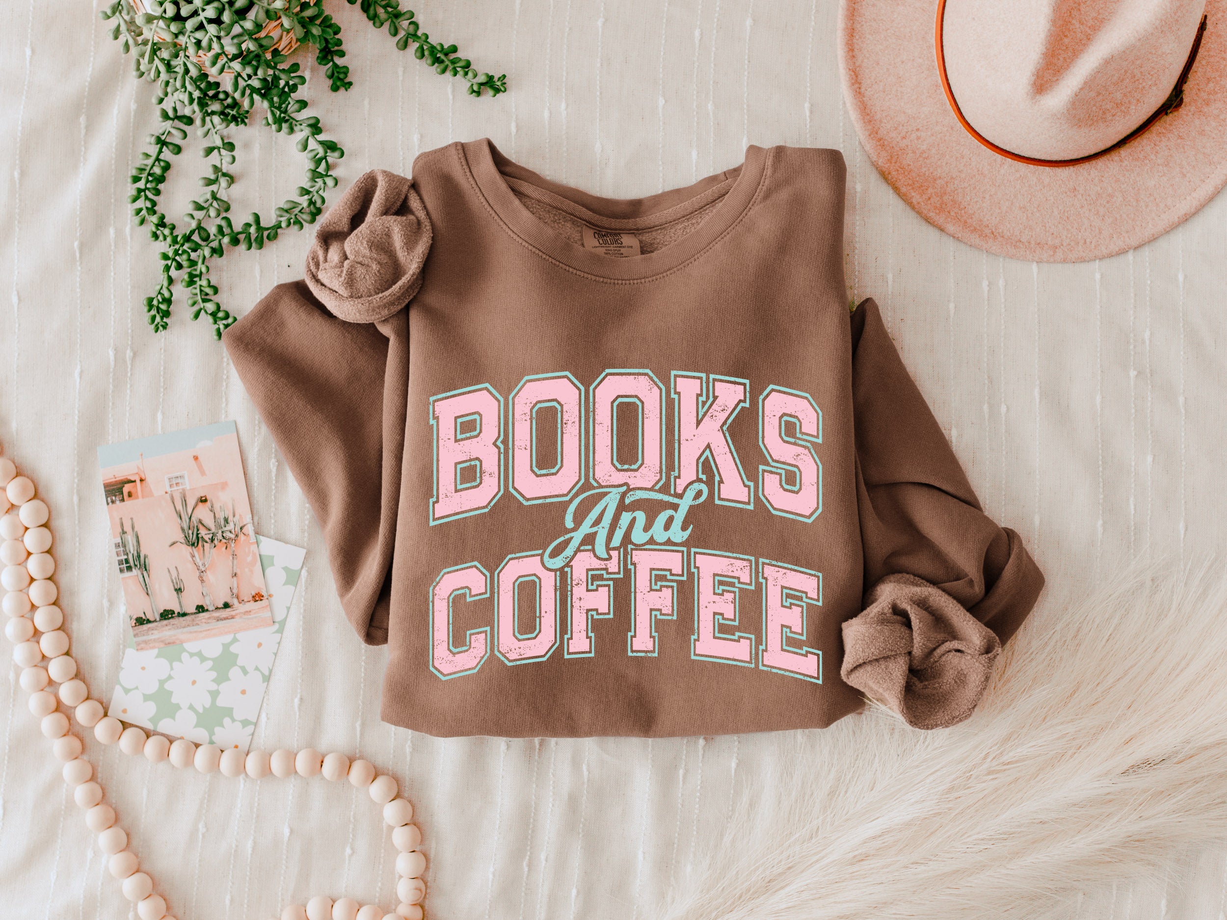 Books and Coffee Garment Dyed Comfort Colors Sweatshirt