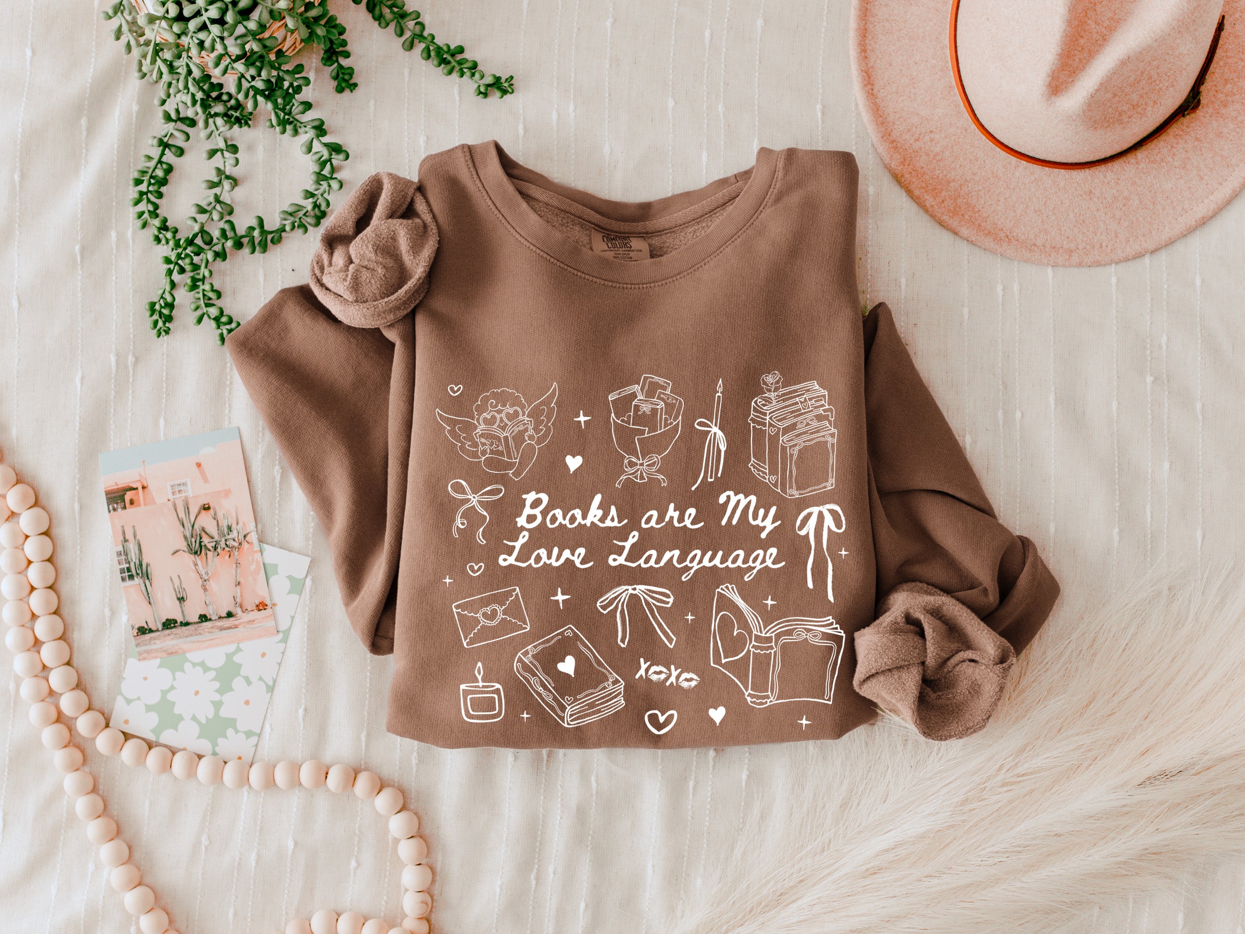 Book Lover Books are my love language Valentine's Day Garment Dyed Comfort Colors Sweatshirt
