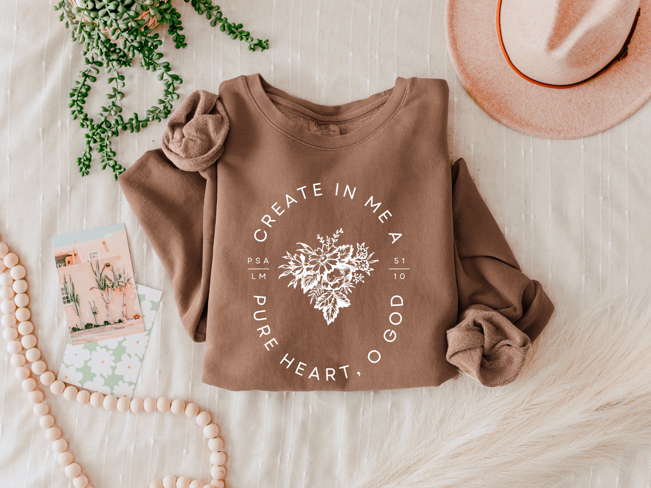 Create in Me a Pure Heart Inspirational Christian Garment Dyed Comfort Colors Sweatshirt
