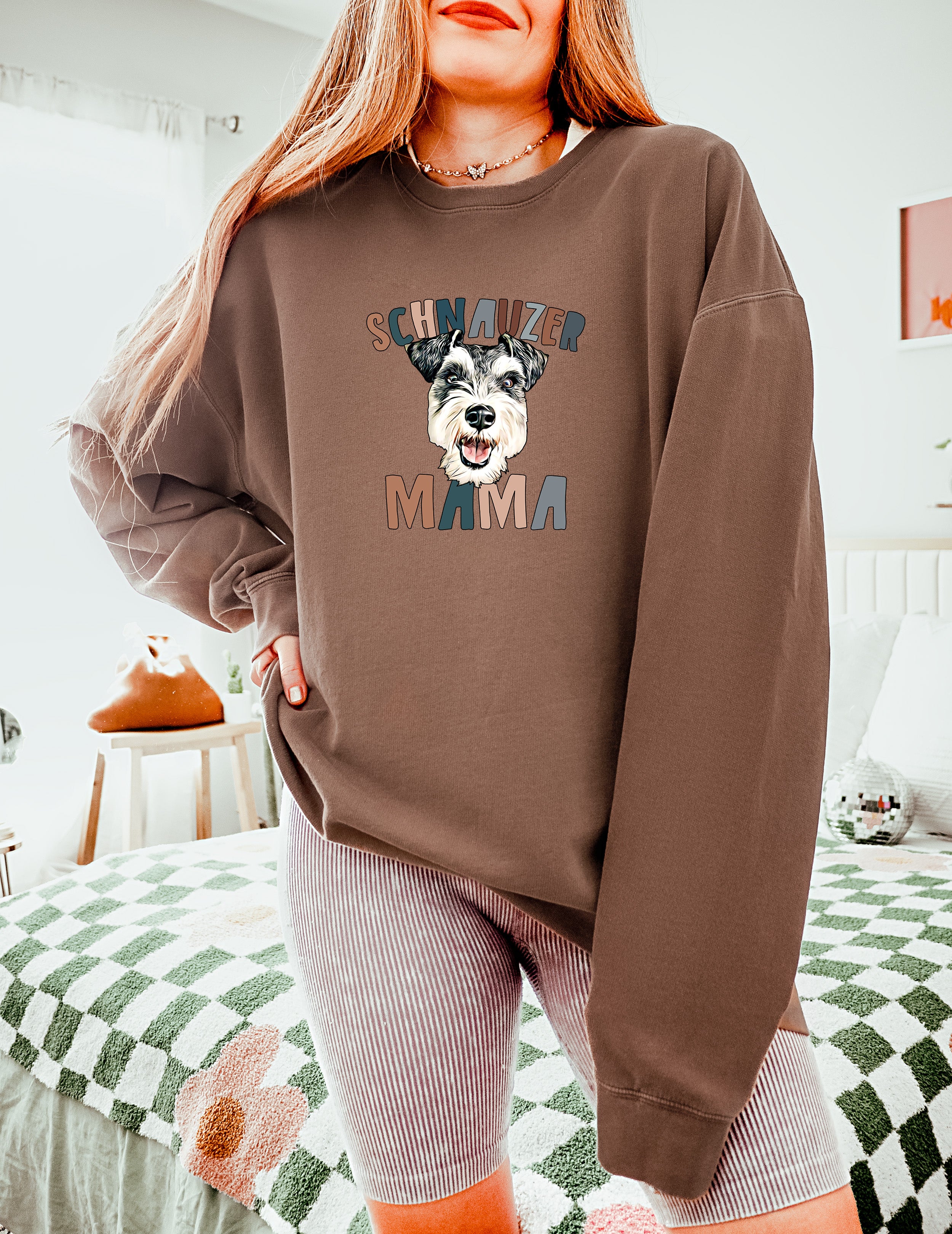 Schnauzer Dog mom Fall Garment Dyed Comfort Colors Sweatshirt (Color)