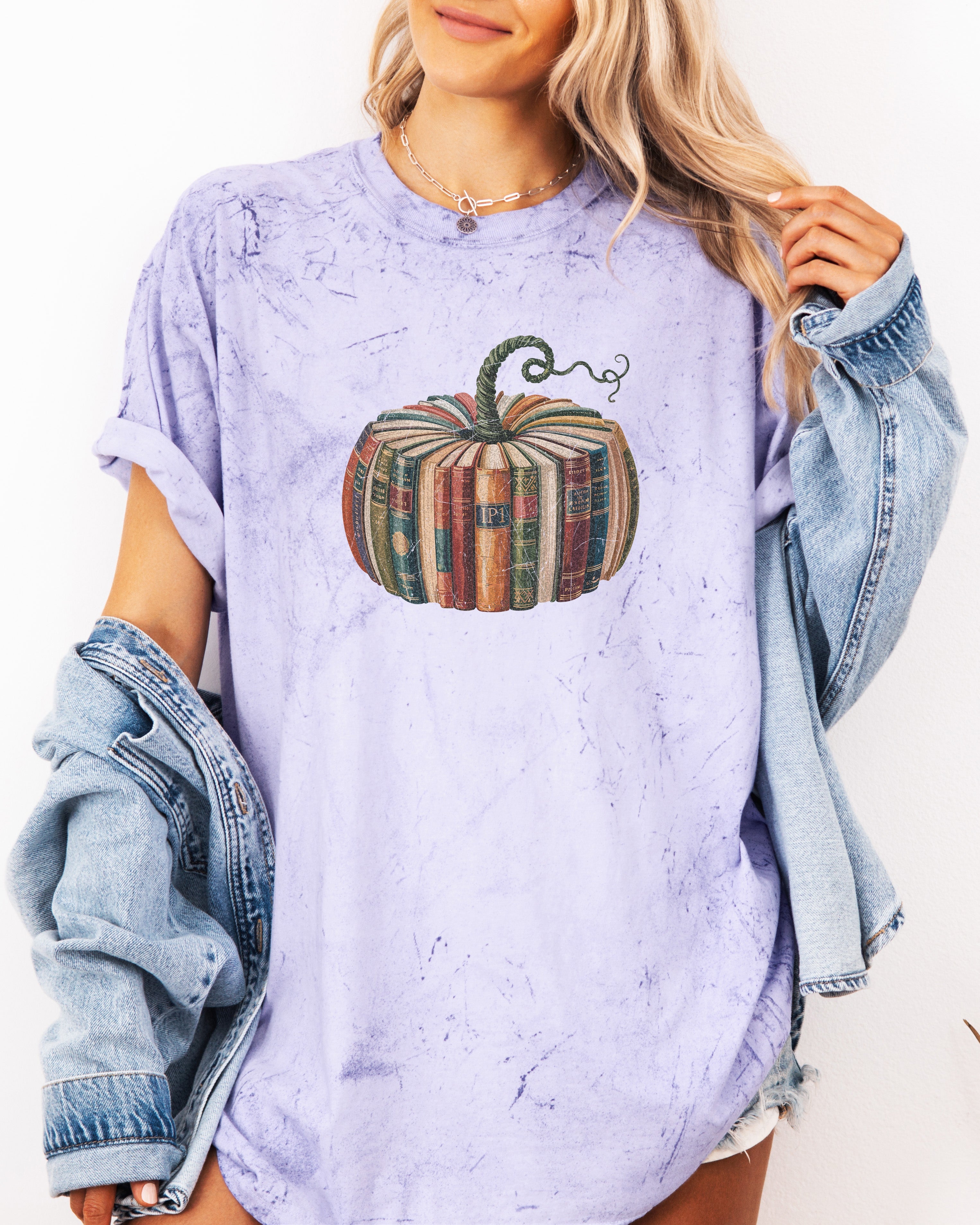 Fall Pumpkin Book Thanksgiving day Christmas Autumn Comfort Colors Garment Dyed T Shirt