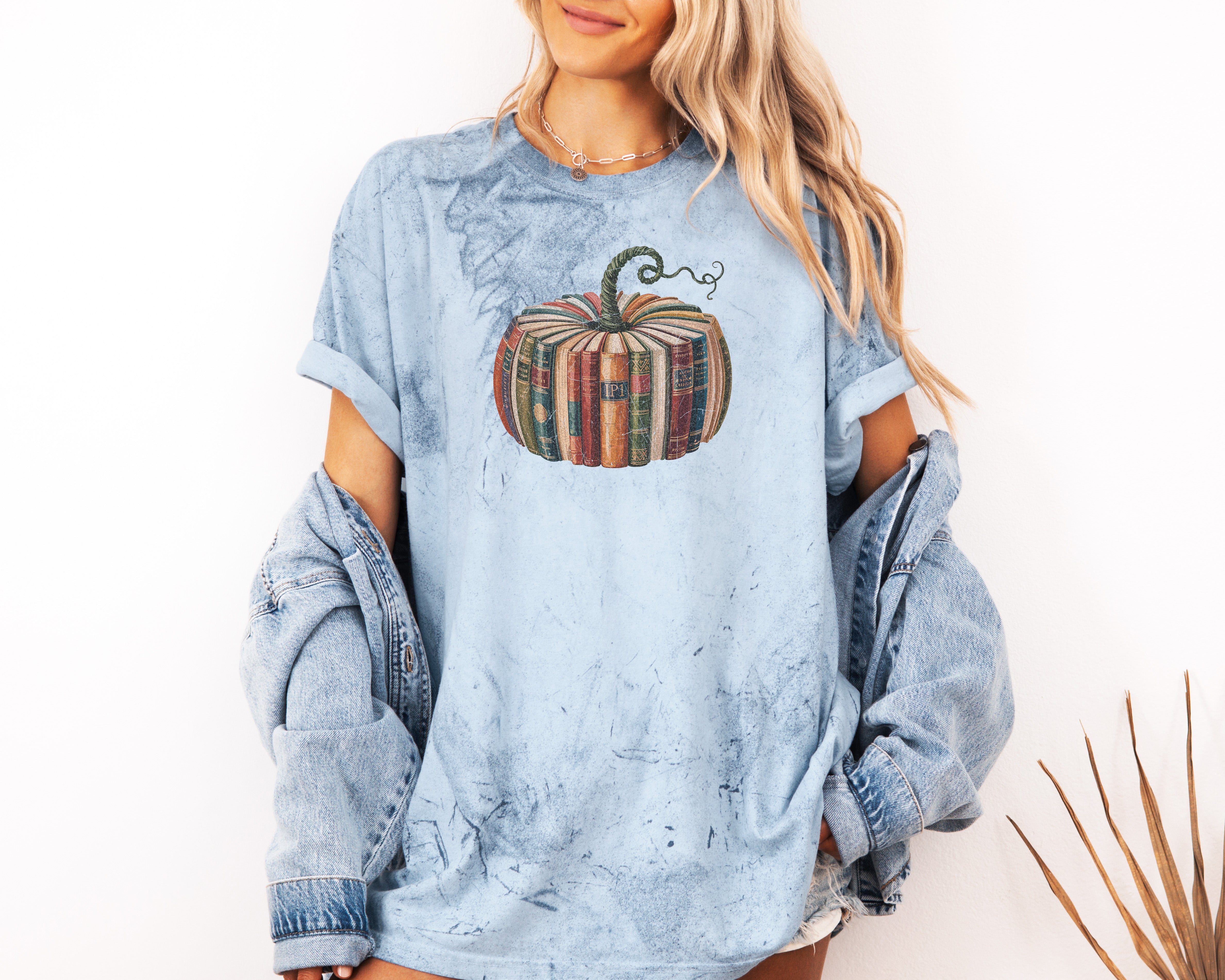 Fall Pumpkin Book Thanksgiving day Christmas Autumn Comfort Colors Garment Dyed T Shirt