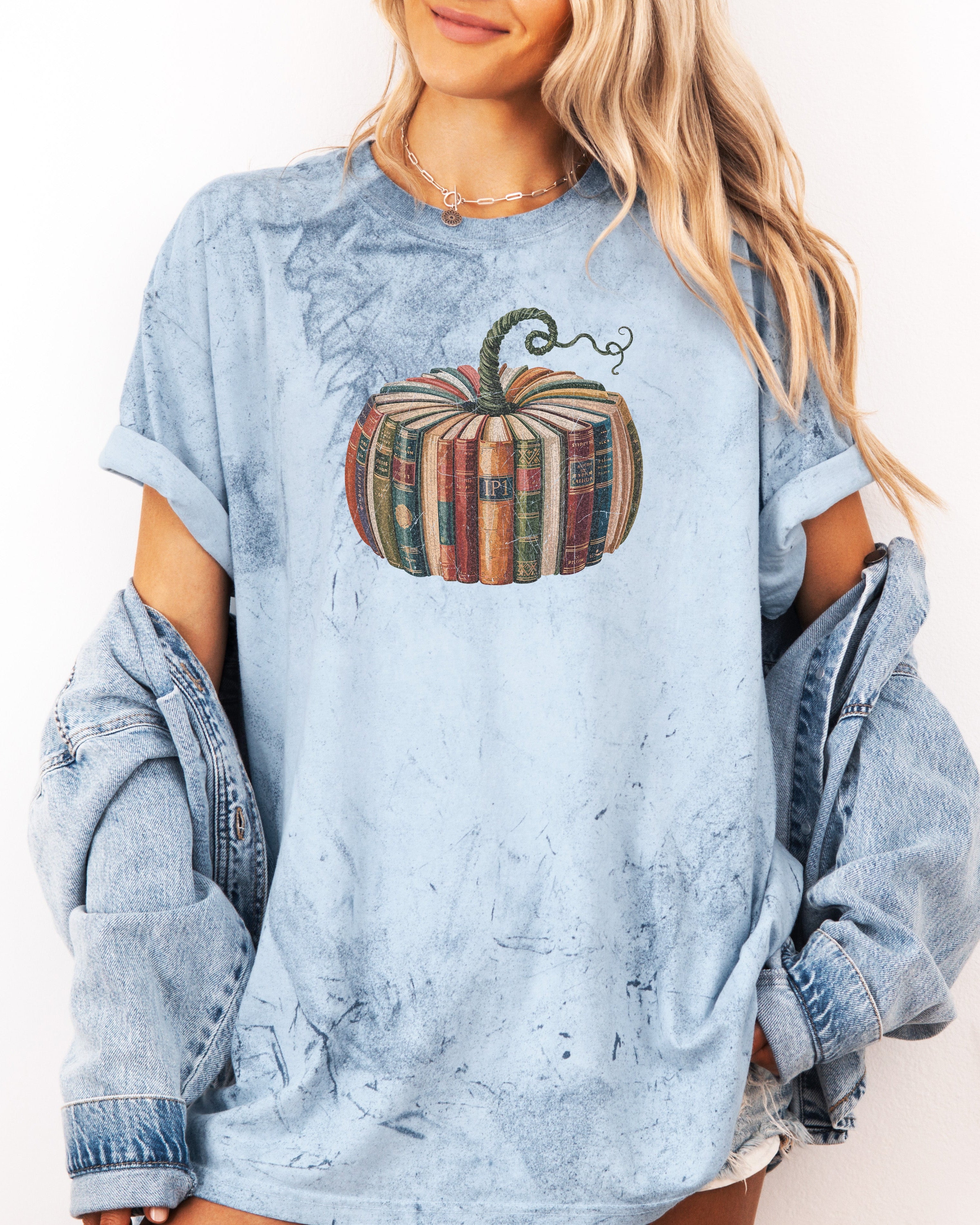 Fall Pumpkin Book Thanksgiving day Christmas Autumn Comfort Colors Garment Dyed T Shirt