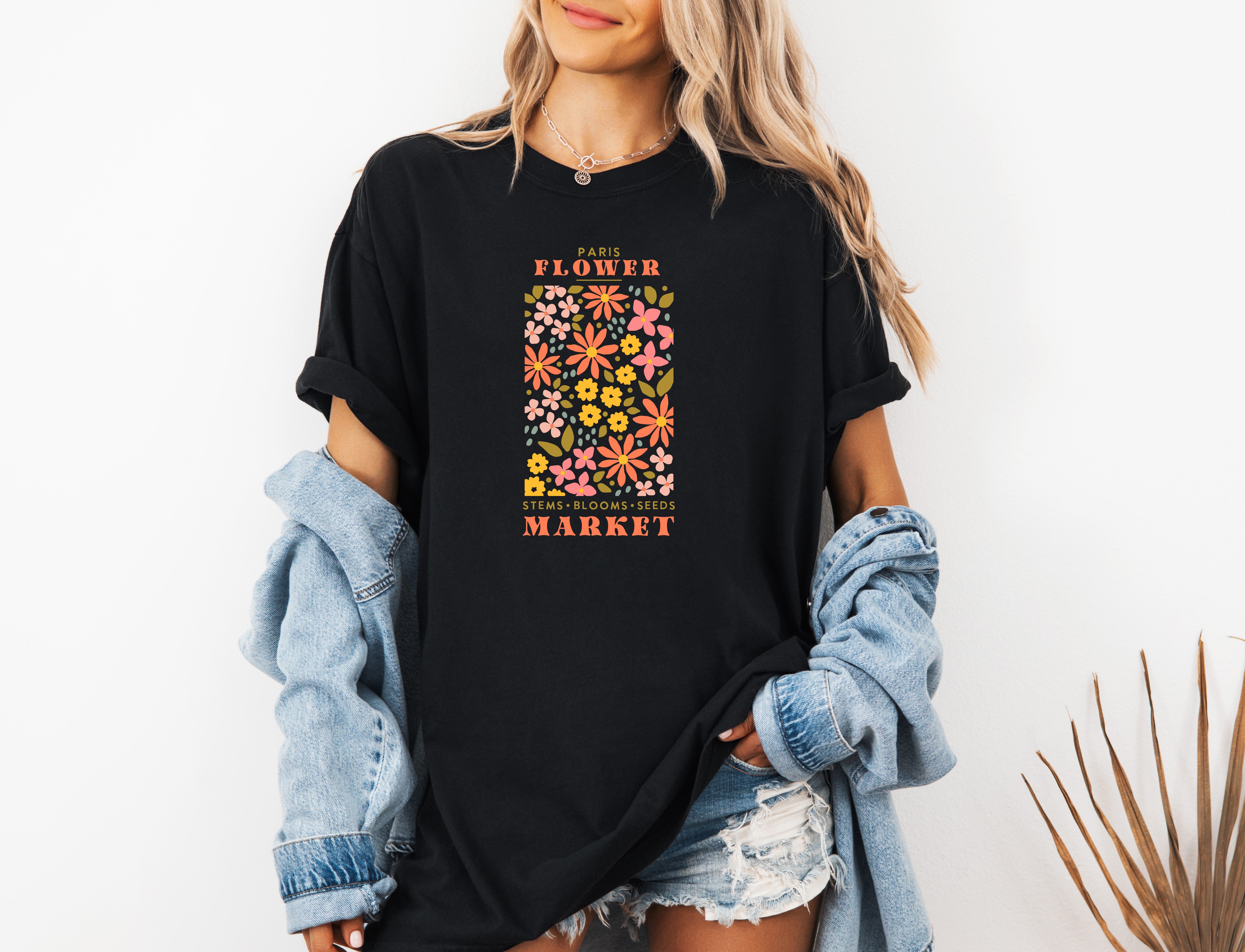 Flower Market Nature botanical Garment Dyed T Shirt