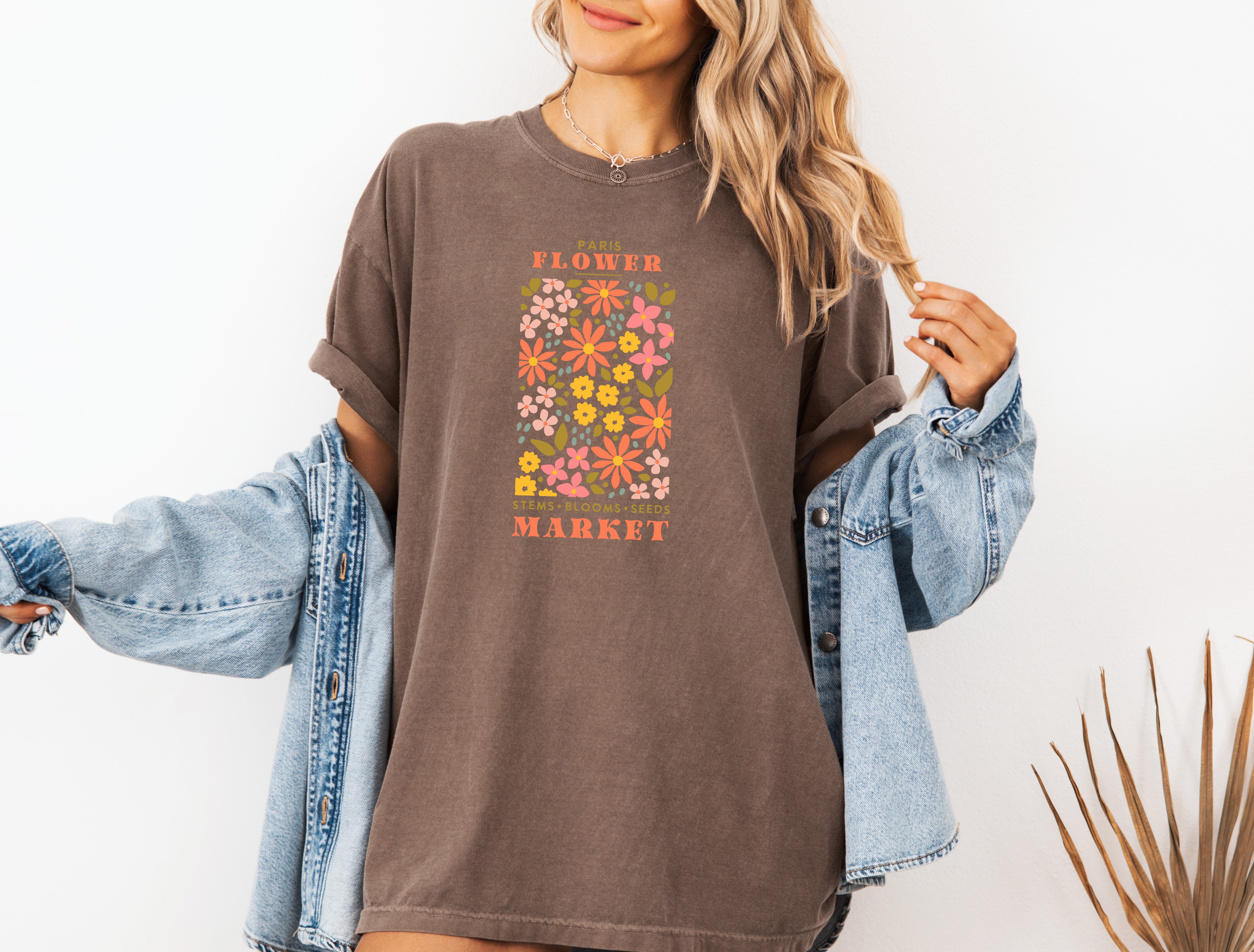Flower Market Nature botanical Garment Dyed T Shirt
