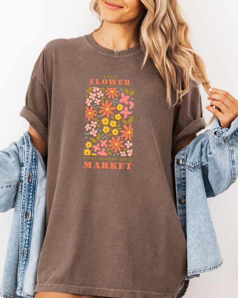 Flower Market Nature botanical Garment Dyed T Shirt