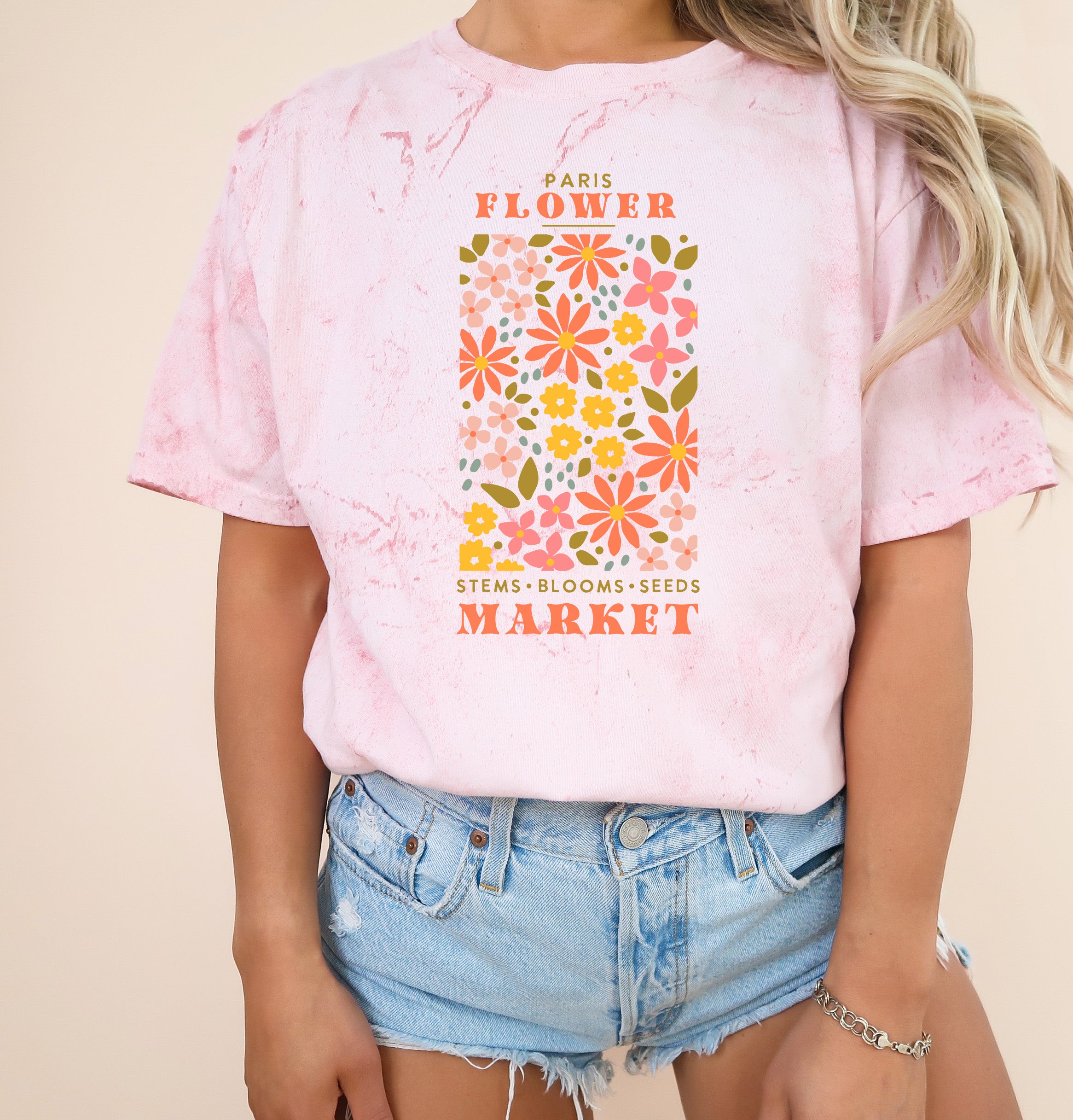 Flower Market Nature botanical Garment Dyed T Shirt