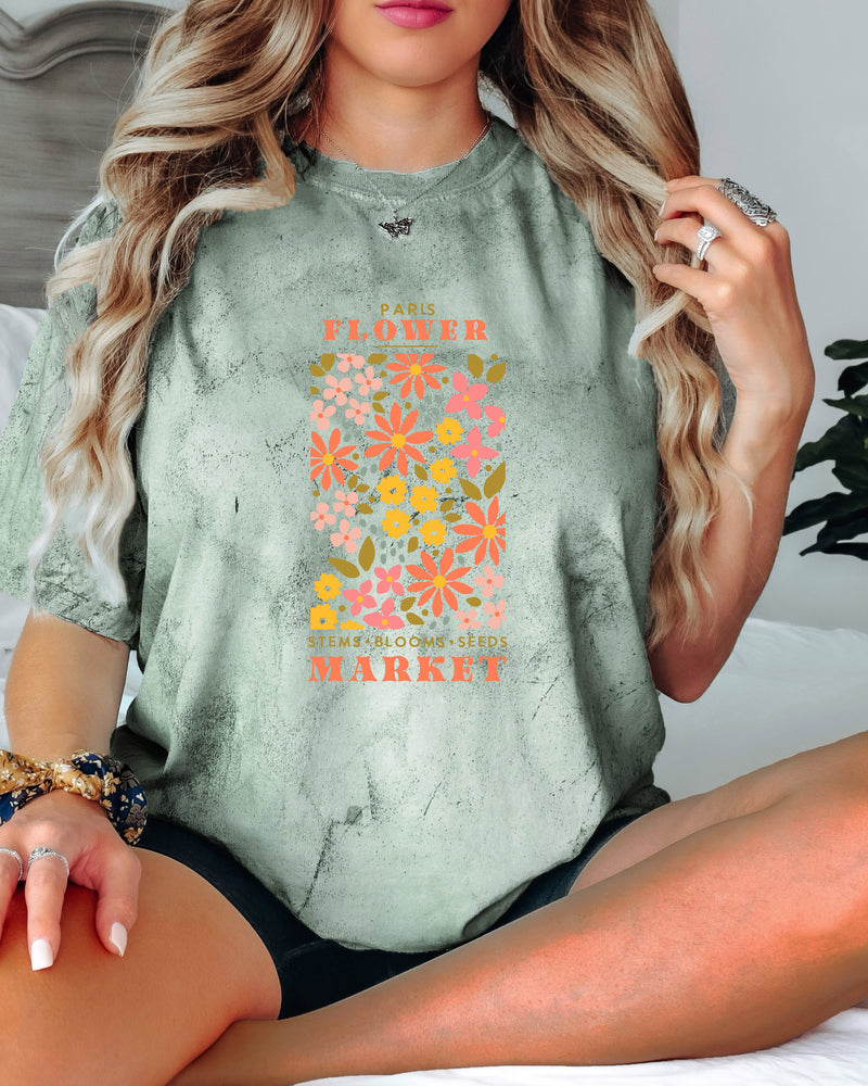 Flower Market Nature botanical Garment Dyed T Shirt