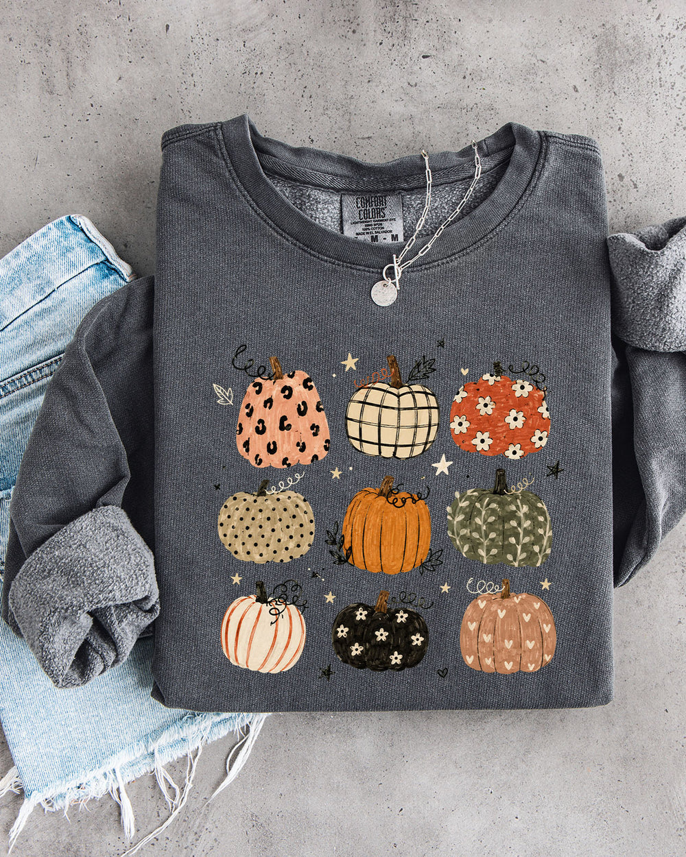 Pumpkins Fall Autumn Season Thanksgiving day 100% cotton Garment Dyed Comfort Colors Sweatshirt