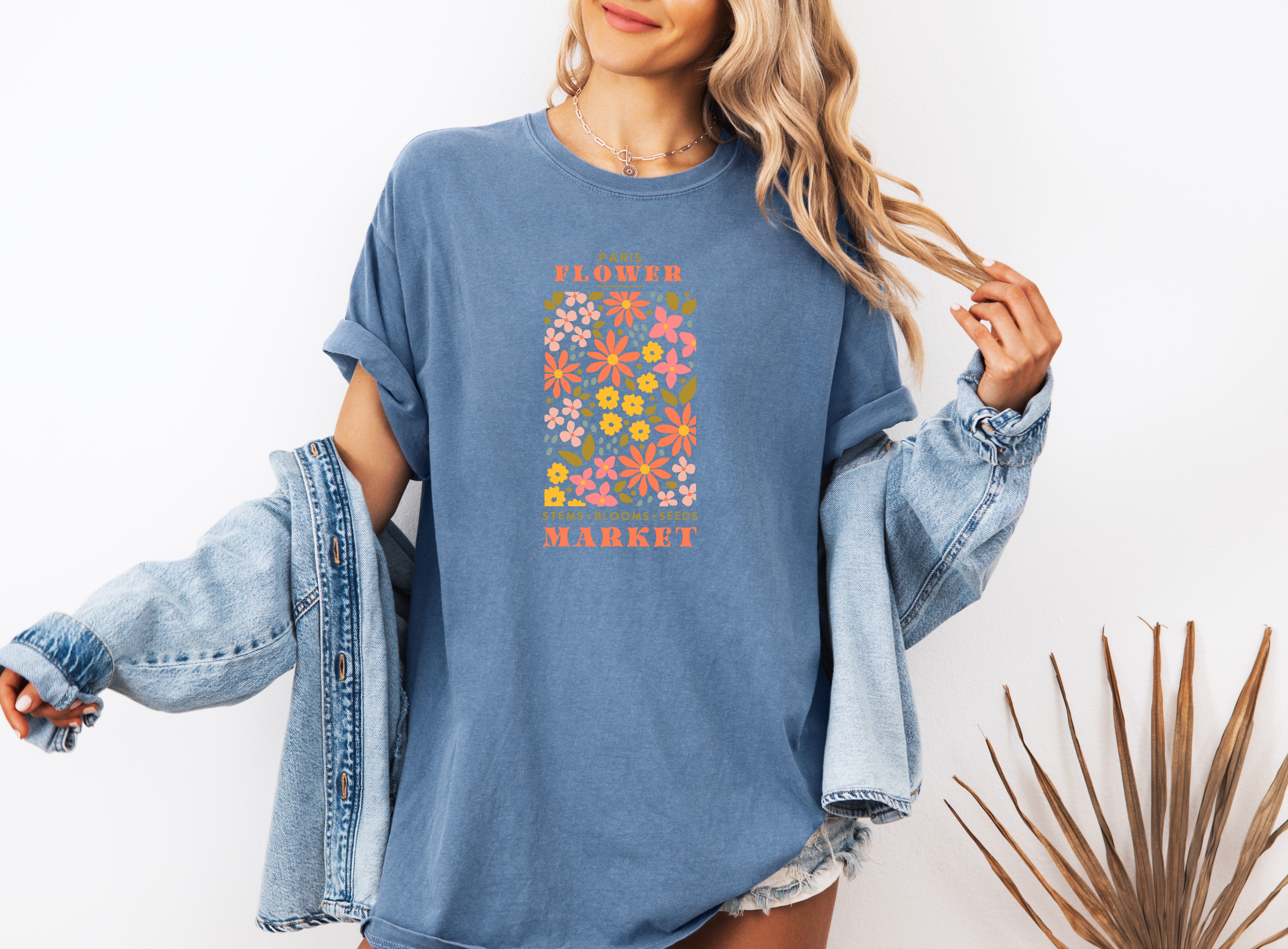 Flower Market Nature botanical Garment Dyed T Shirt