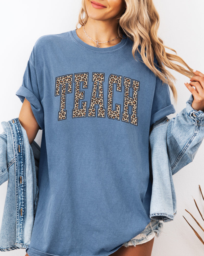 Teach Teacher LEOPARD Comfort Colors Garment-Dyed T-Shirt