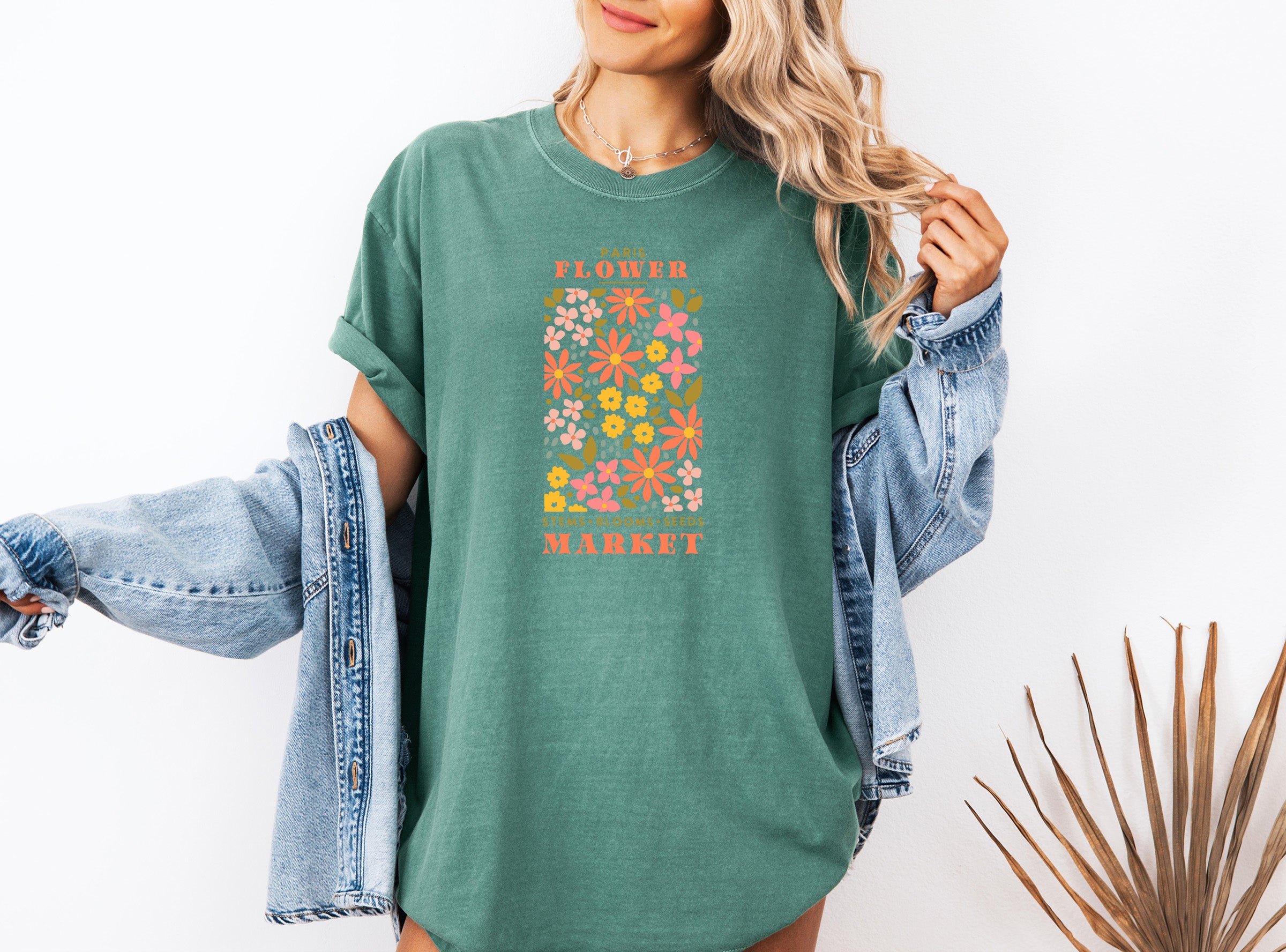 Flower Market Nature botanical Garment Dyed T Shirt