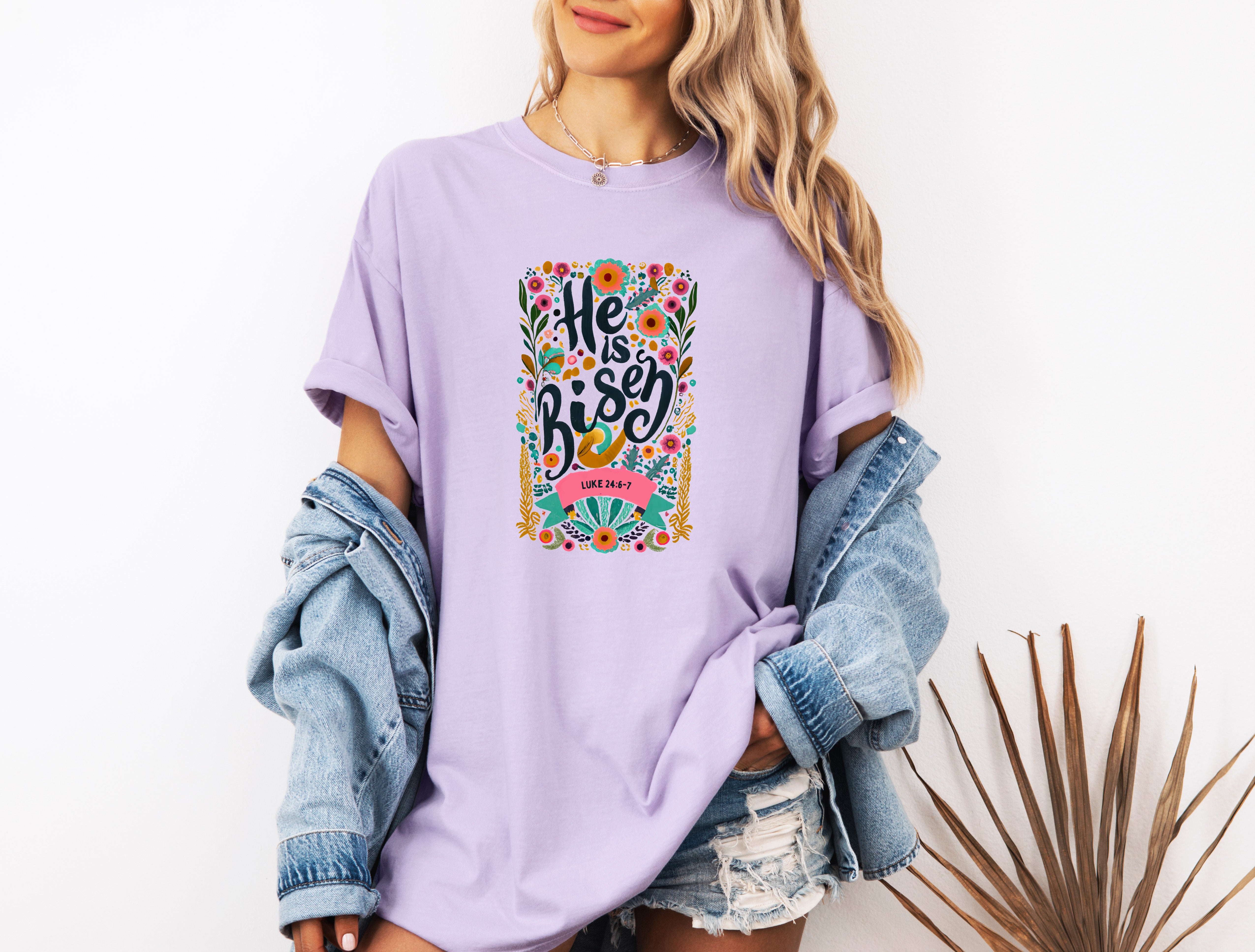 He is Risen Comfort Colors Garment Dyed Christian T Shirt (color)
