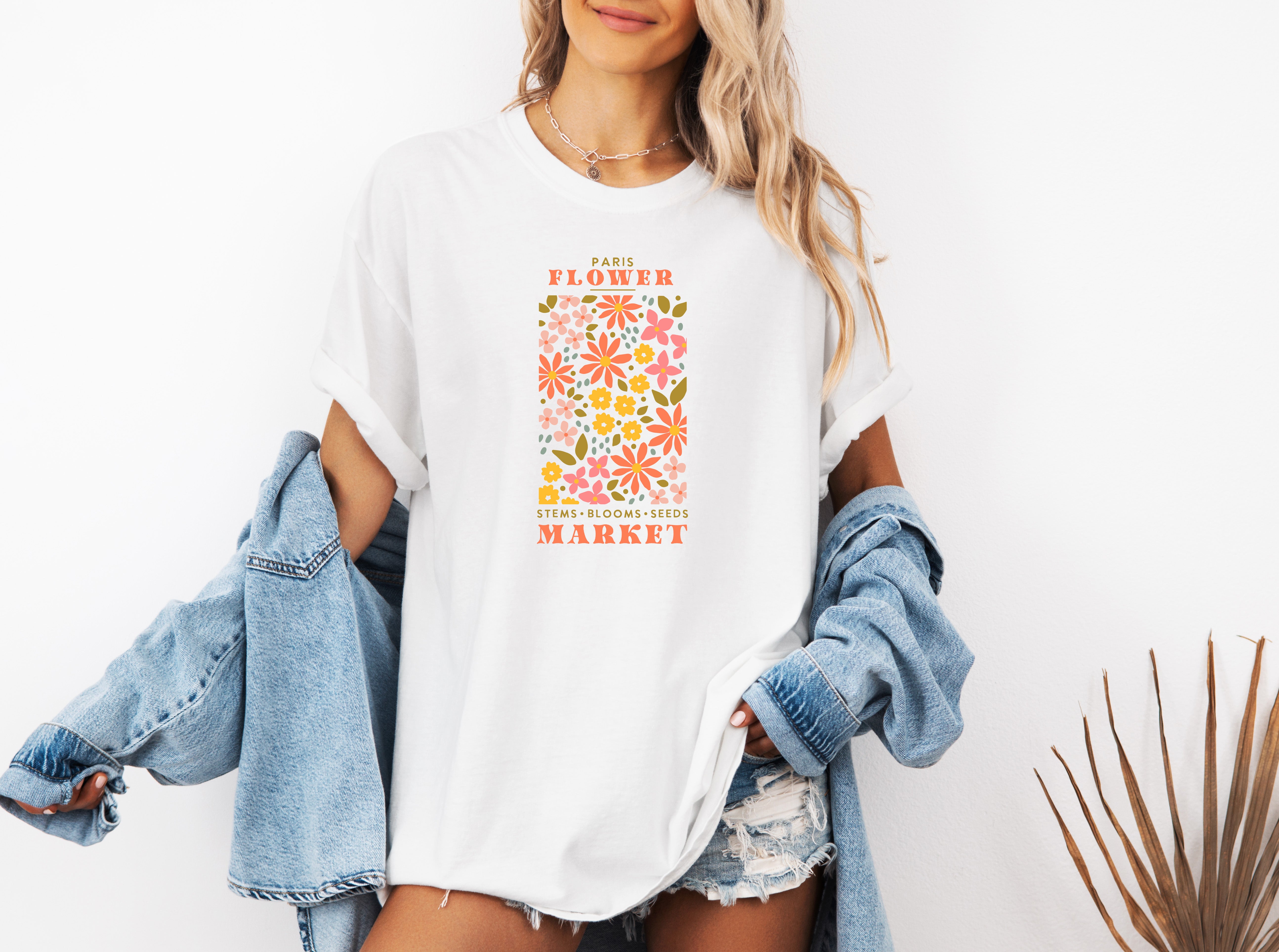 Flower Market Nature botanical Garment Dyed T Shirt