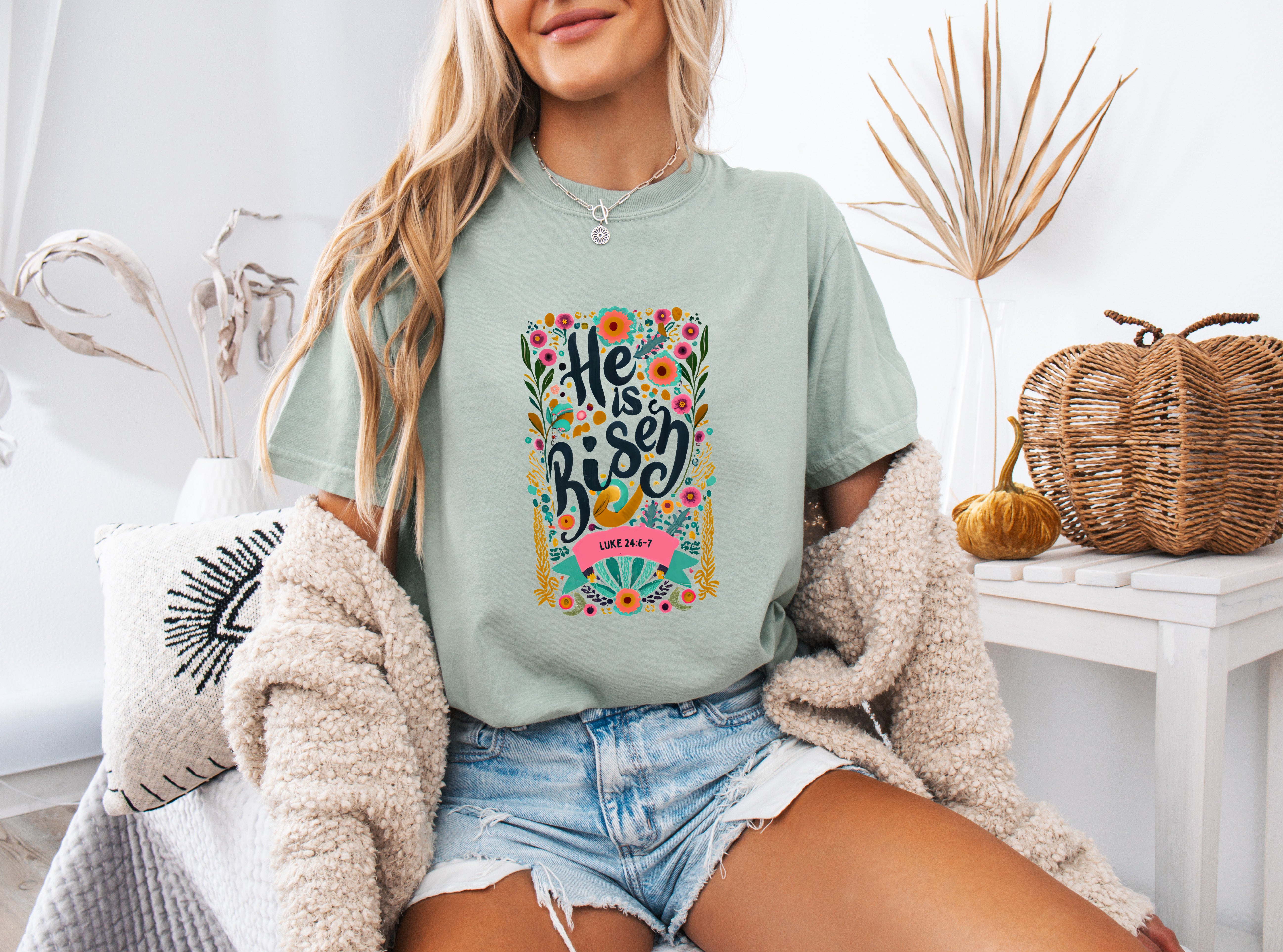 He is Risen Comfort Colors Garment Dyed Christian T Shirt (color)