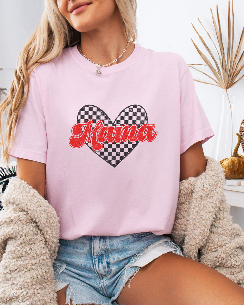 Mama Love Comfort Colors T Shirt (Checkered)