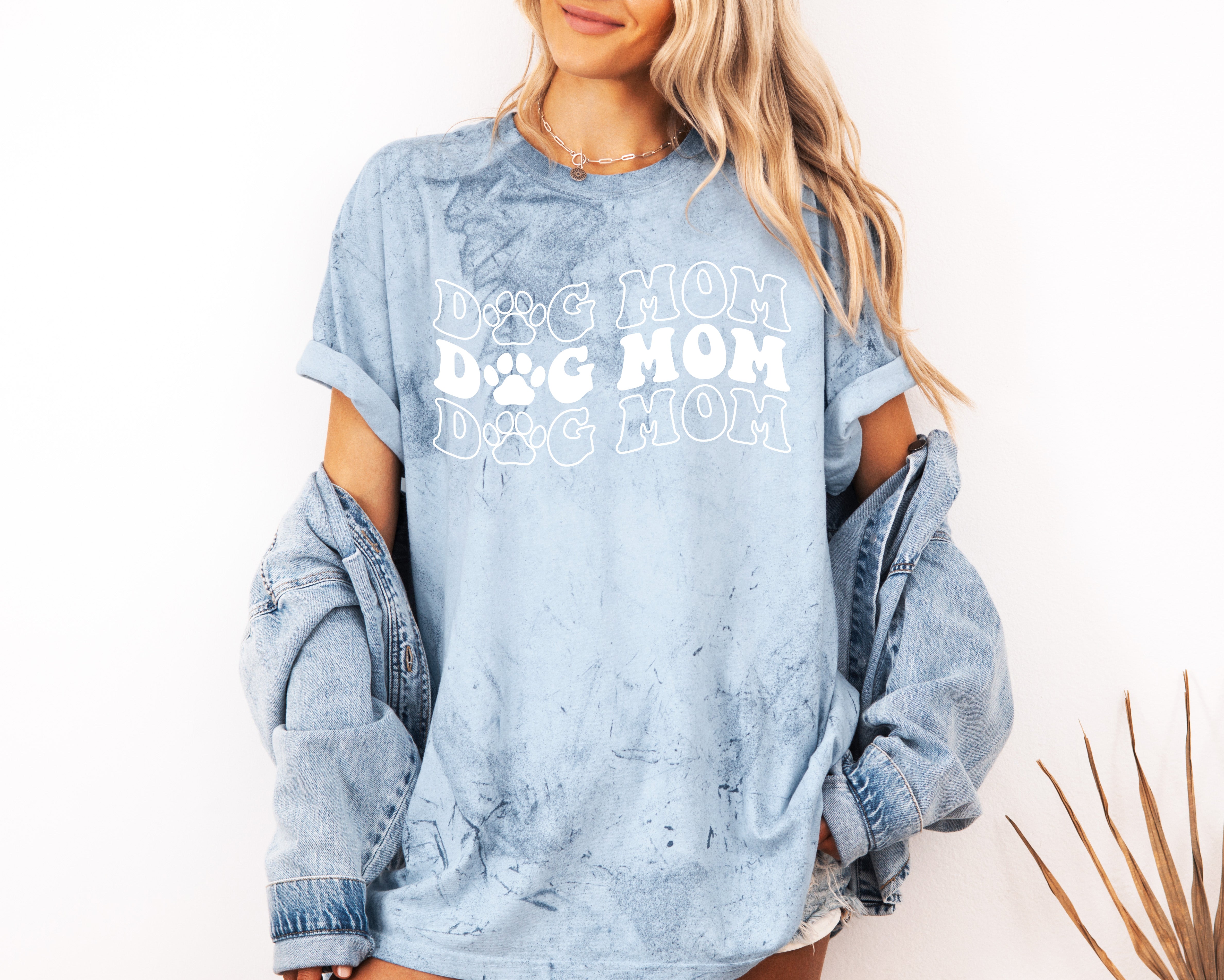 Dog Mom Comfort Colors T Shirt (Groovy repeat font)