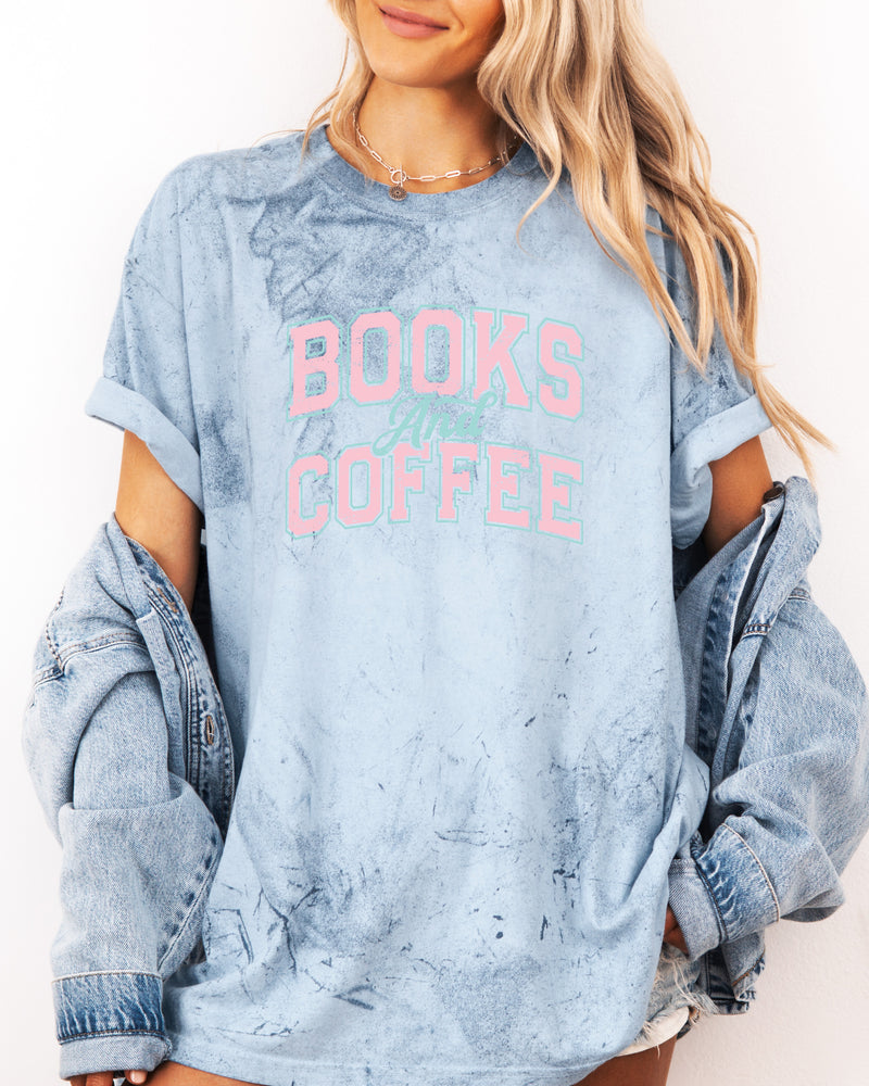 Books and Coffee Comfort Colors Garment Dyed T Shirt