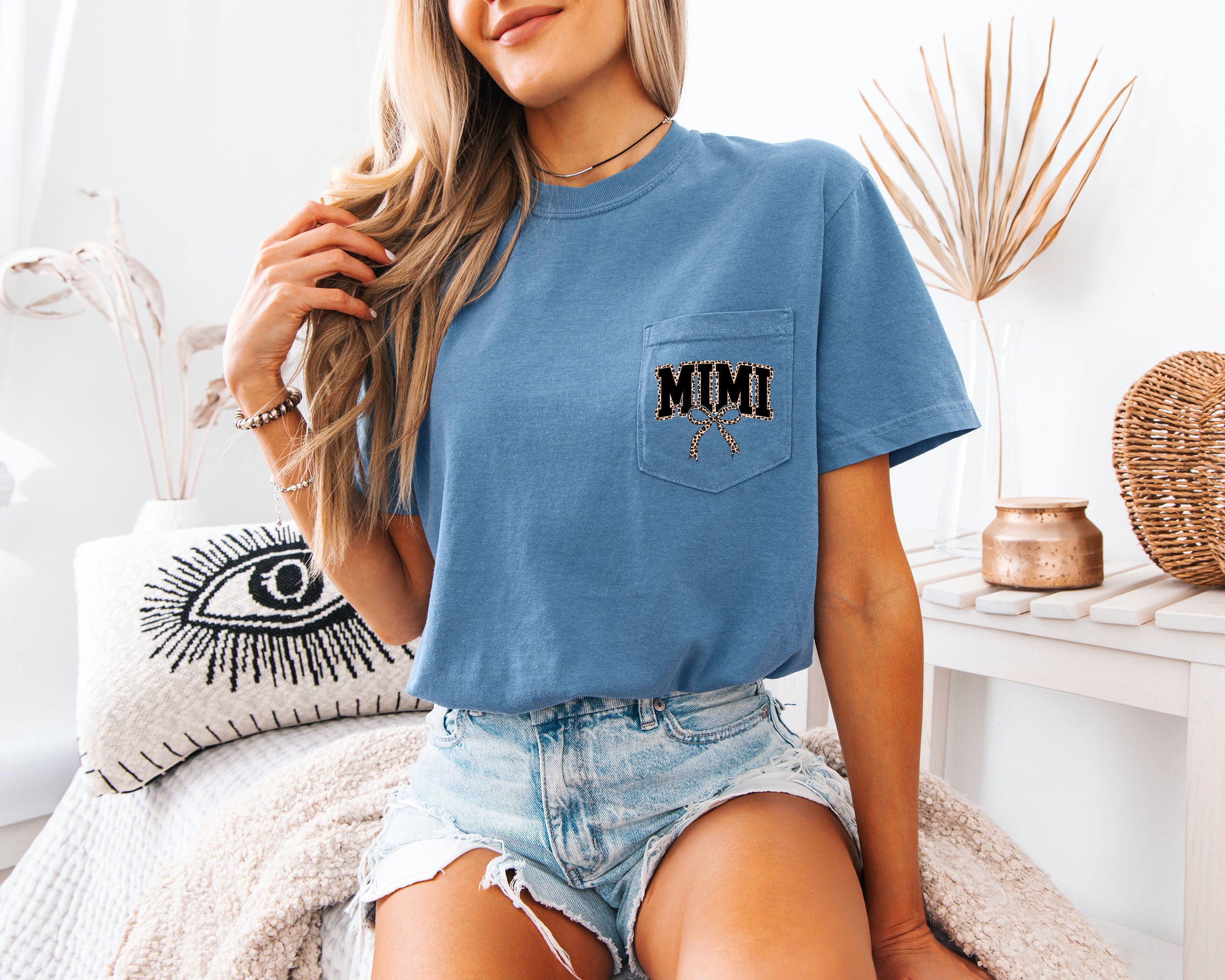Mimi Mother's day Mom Comfort Colors Pocket T Shirt (Leopard)