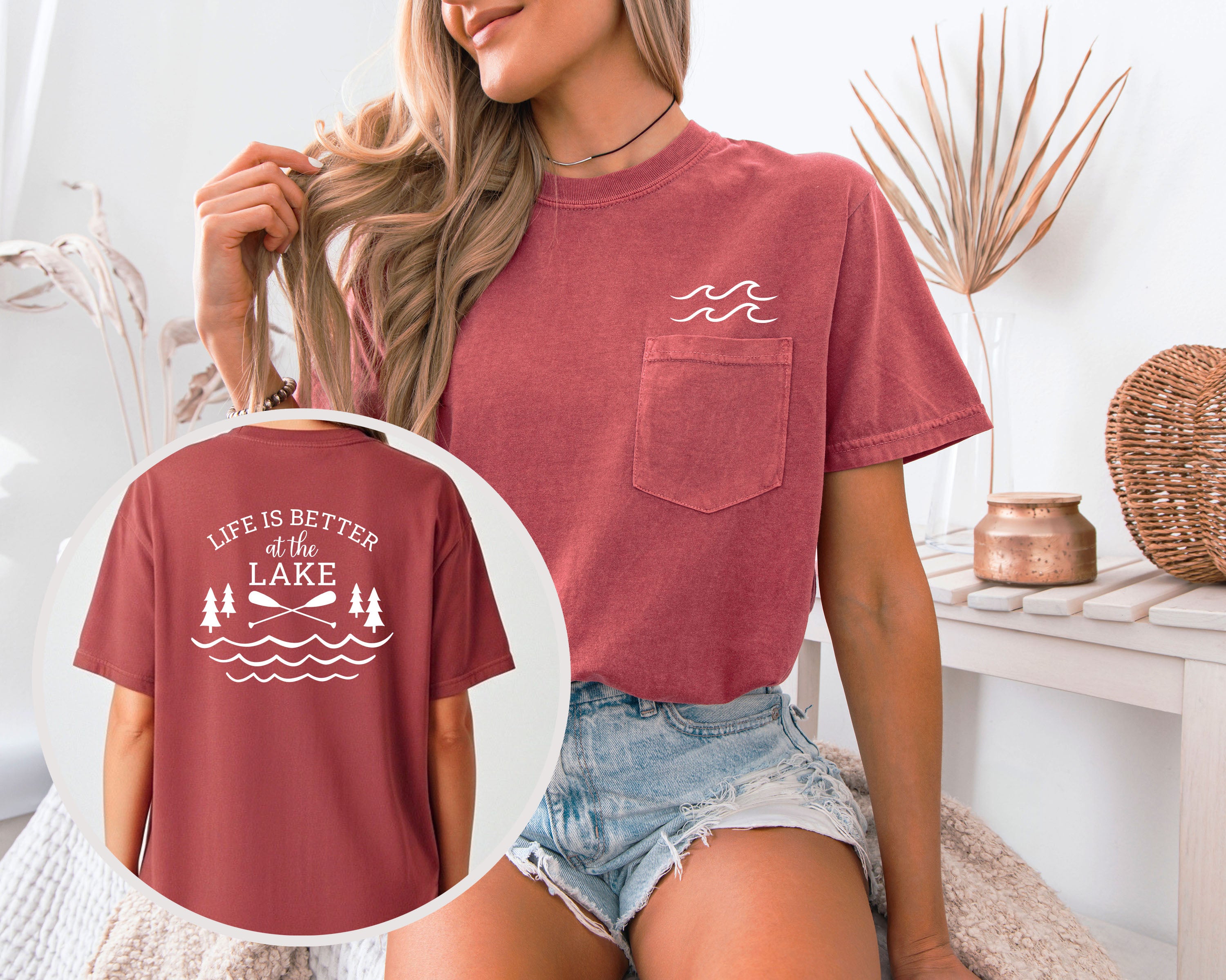 Life is better at the Lake Comfort Colors Pocket T-Shirt – Nature Camping Outdoor Graphic Tee