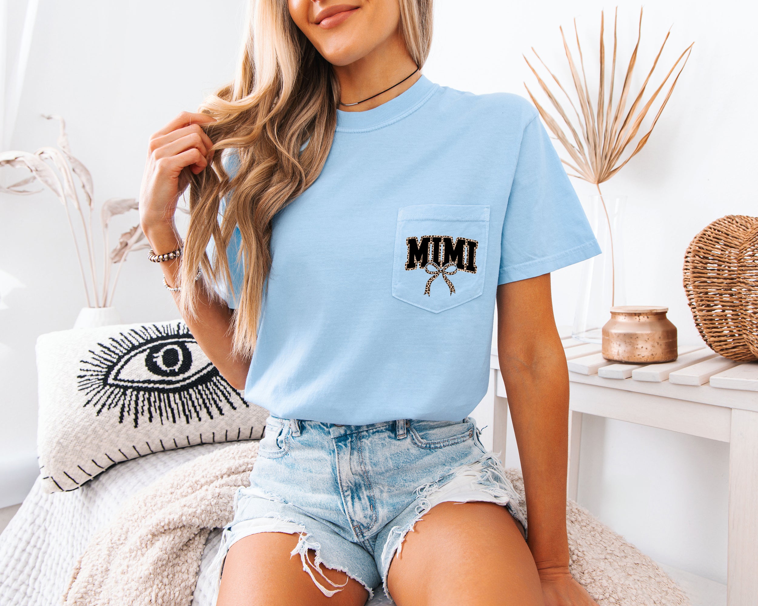 Mimi Mother's day Mom Comfort Colors Pocket T Shirt (Leopard)