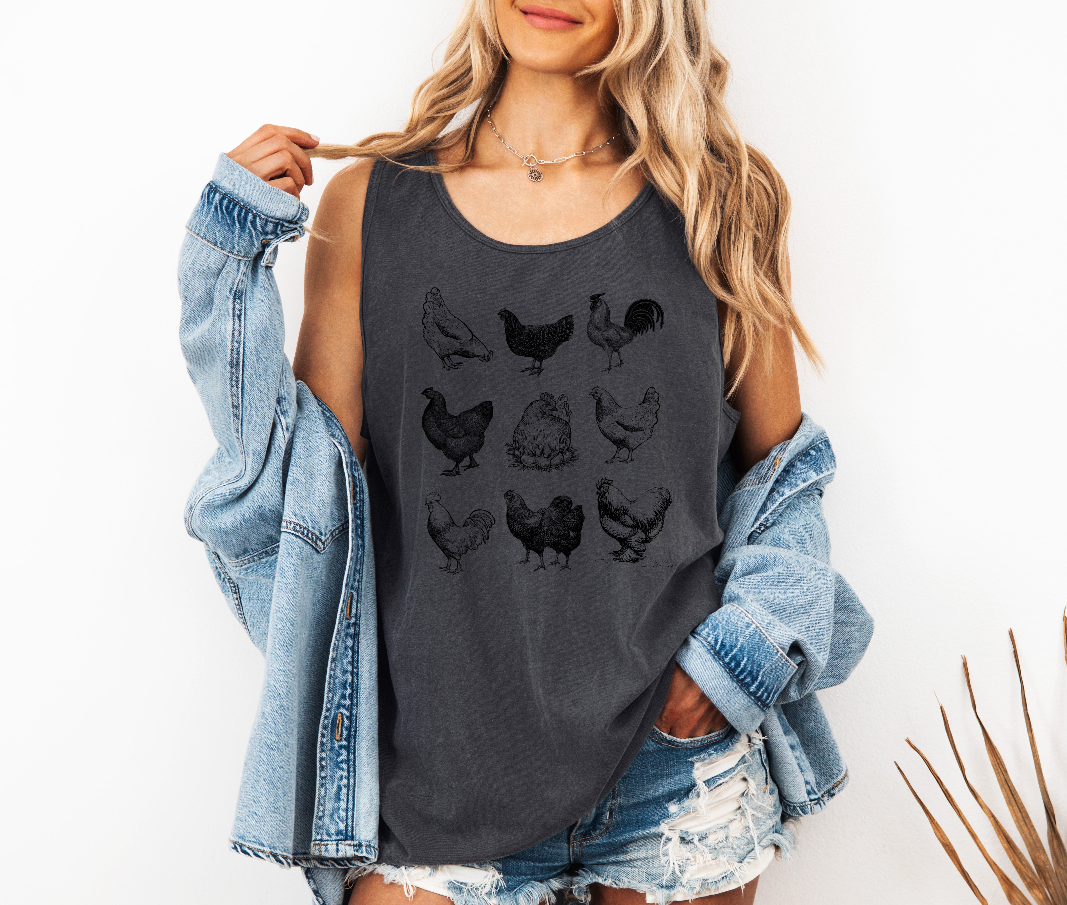 9 chickens Lake Beach Comfort Colors Tank Top – Mountain Hiking Camping Vacation Nature Graphic