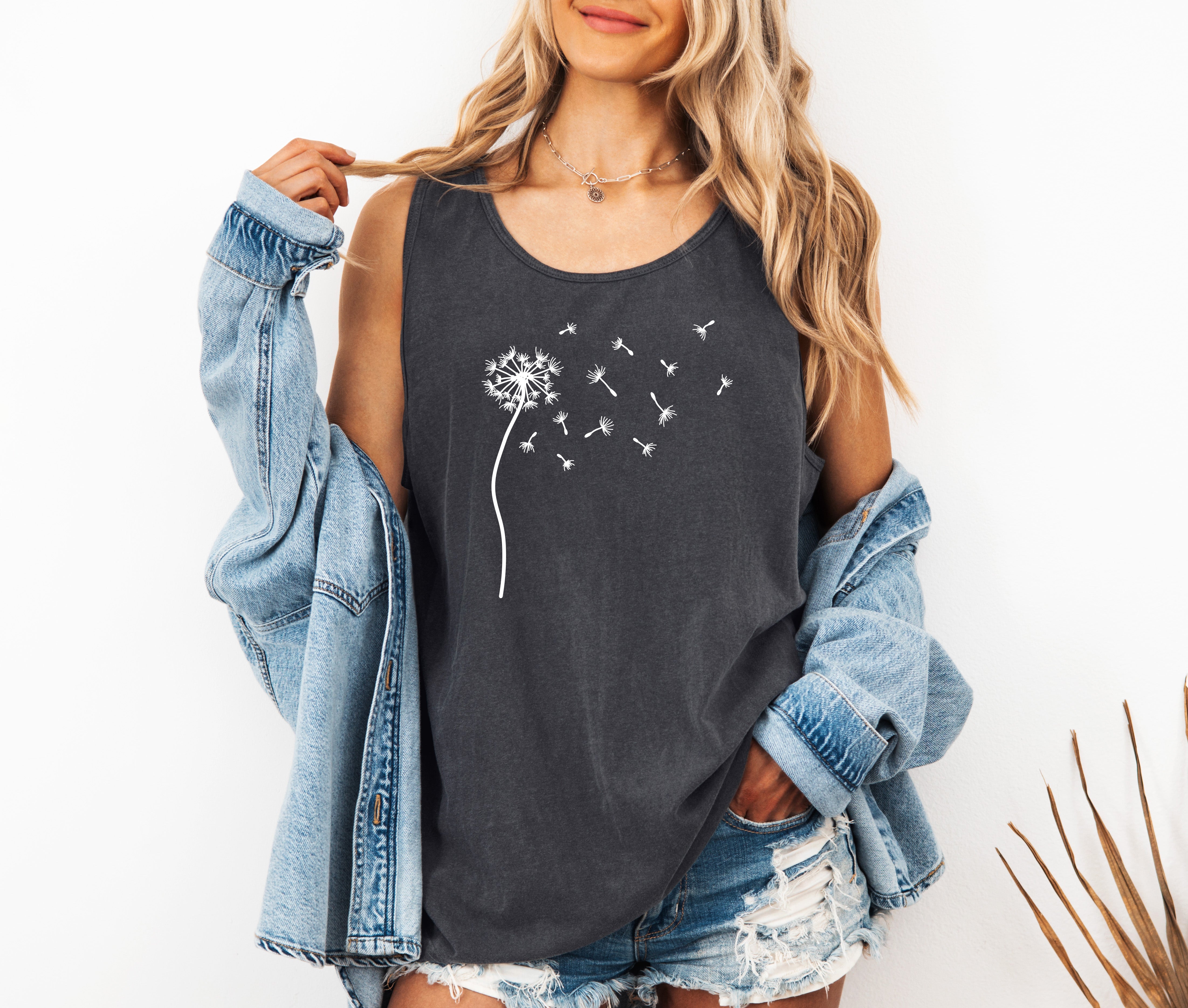 Dandelion Comfort Colors Tank Top – Mountain Hiking Camping Vacation Nature Lake Beach Graphic