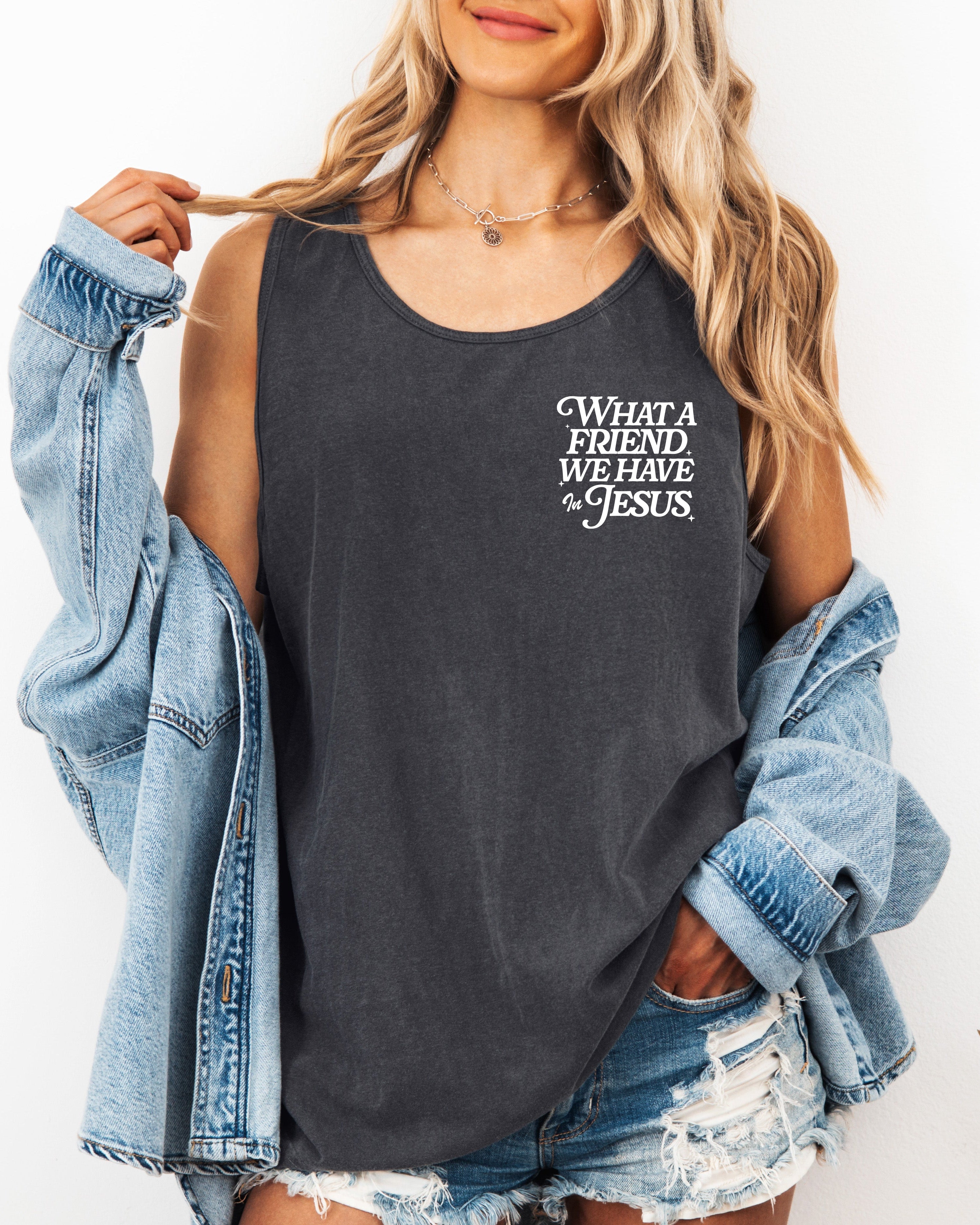 What a friend we have in Jesus Psalm Christian Comfort Colors Tank Top Faith Bible Jesus
