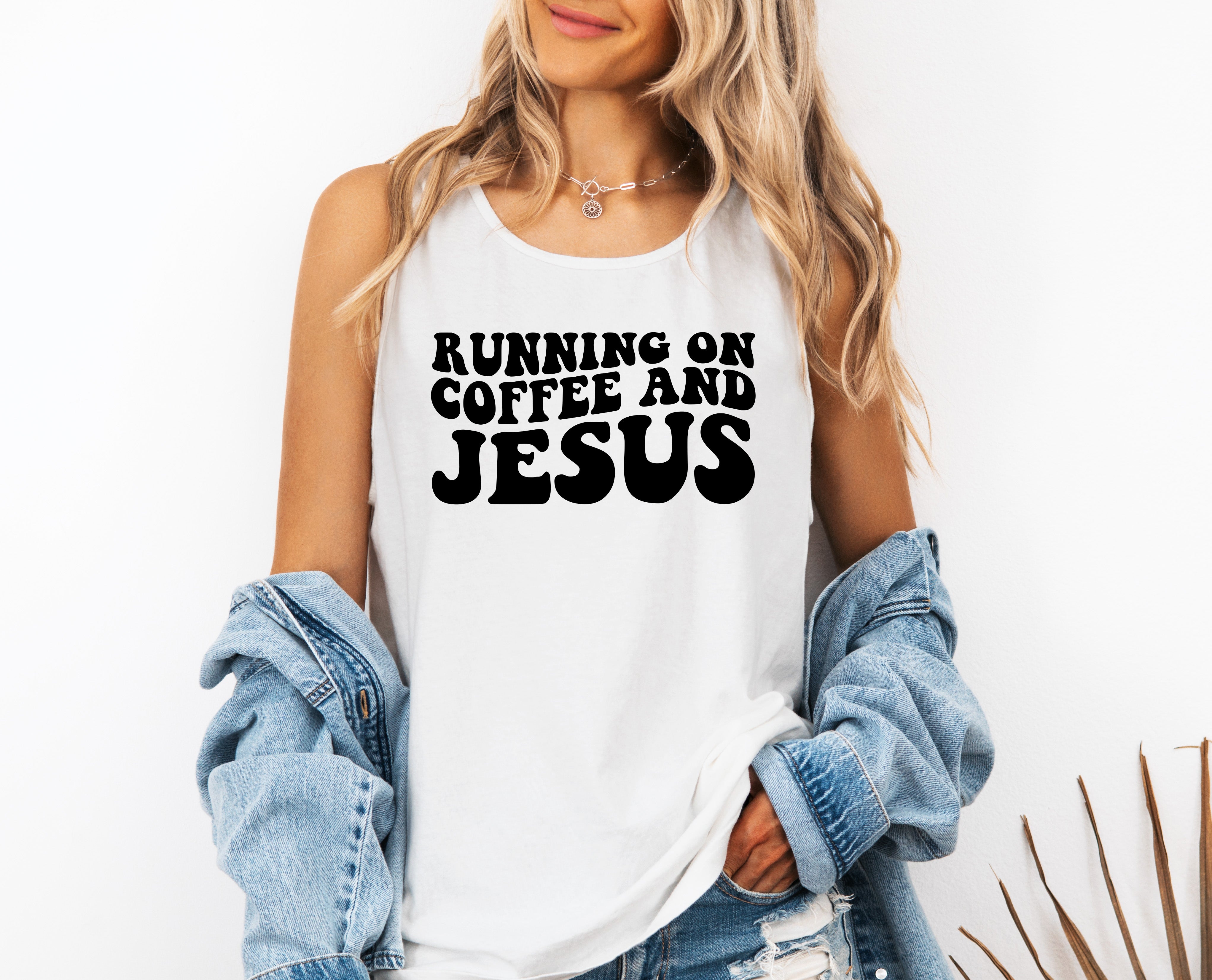 Running on Coffee and Jesus Comfort Colors Tank Top (Groovy)
