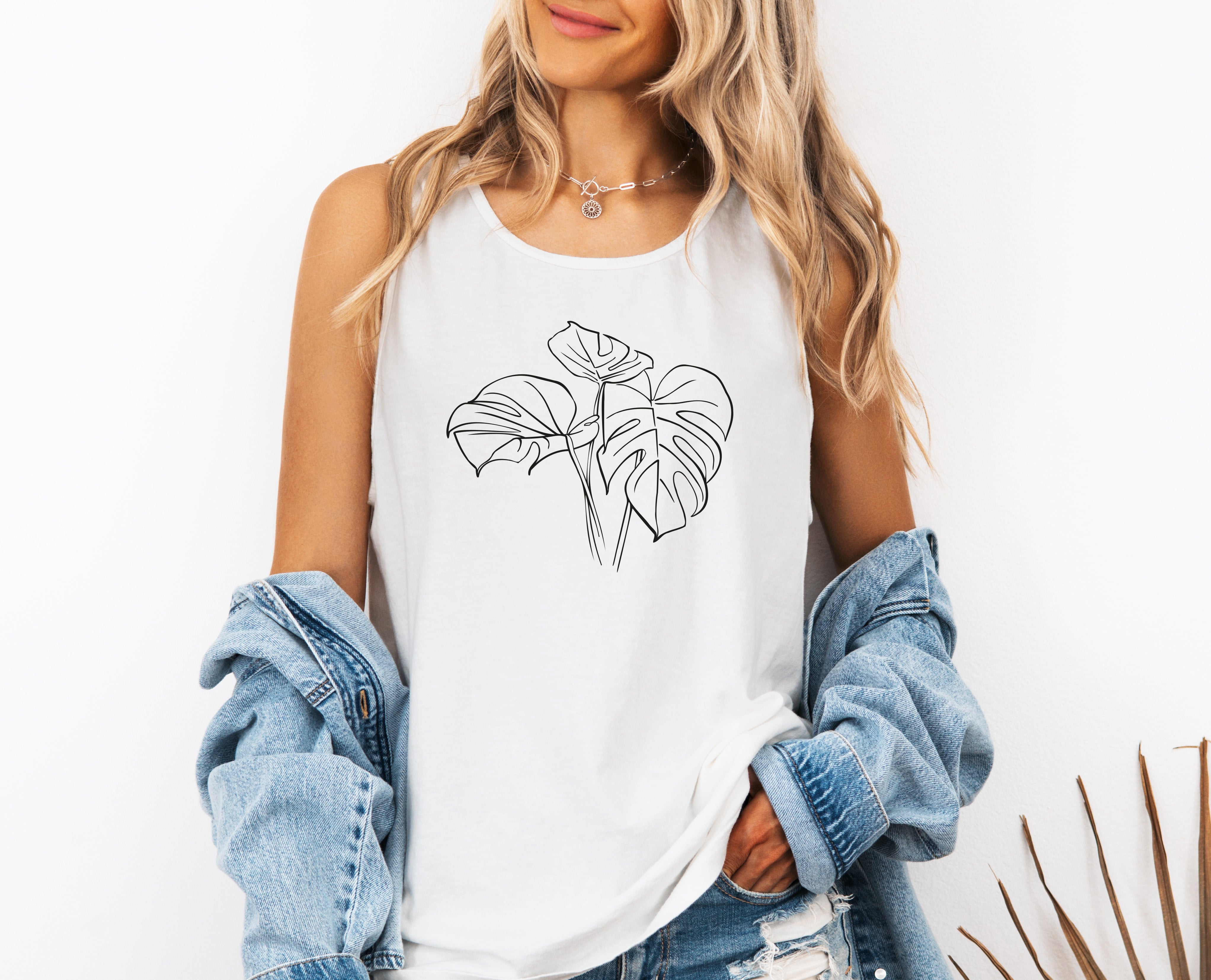 Monstera Plant Nature Comfort Colors Tank Top – Mountain Hiking Camping Vacation Nature Graphic