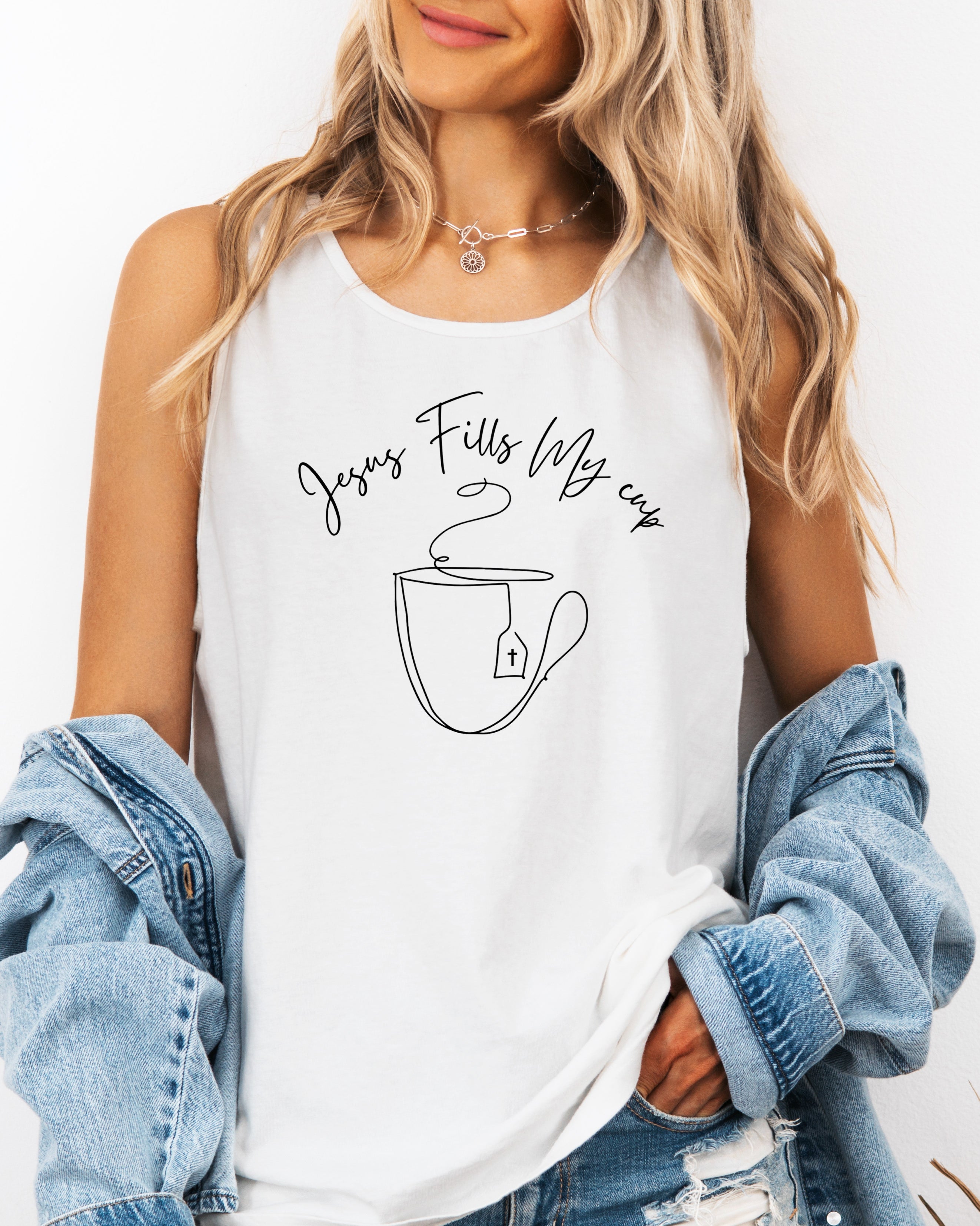 Jesus Fills my cup Christian Comfort Colors Tank Top Faith Bible