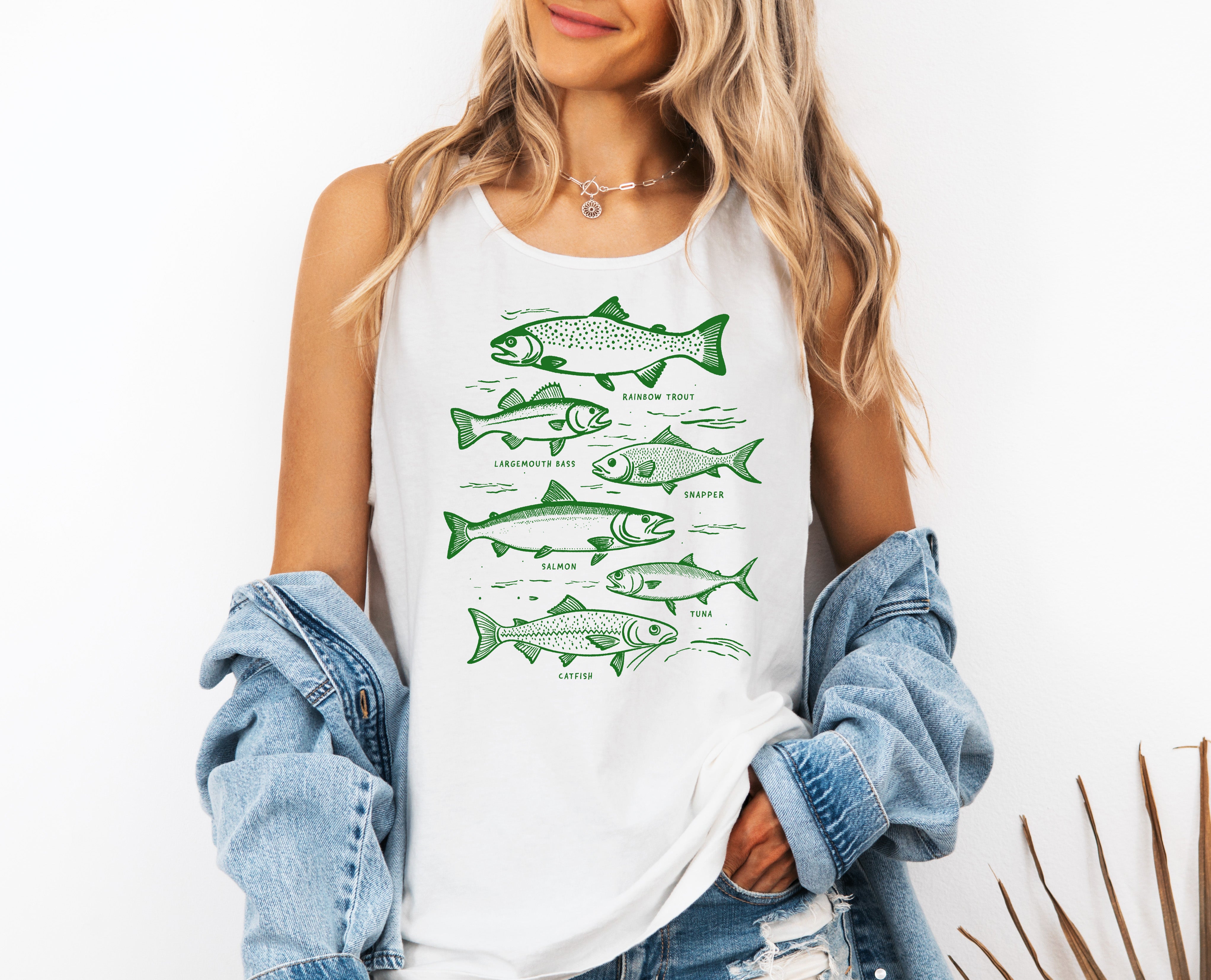 Salmon Fishing Lake Beach Comfort Colors Tank Top – Mountain Hiking Camping Vacation Nature Graphic