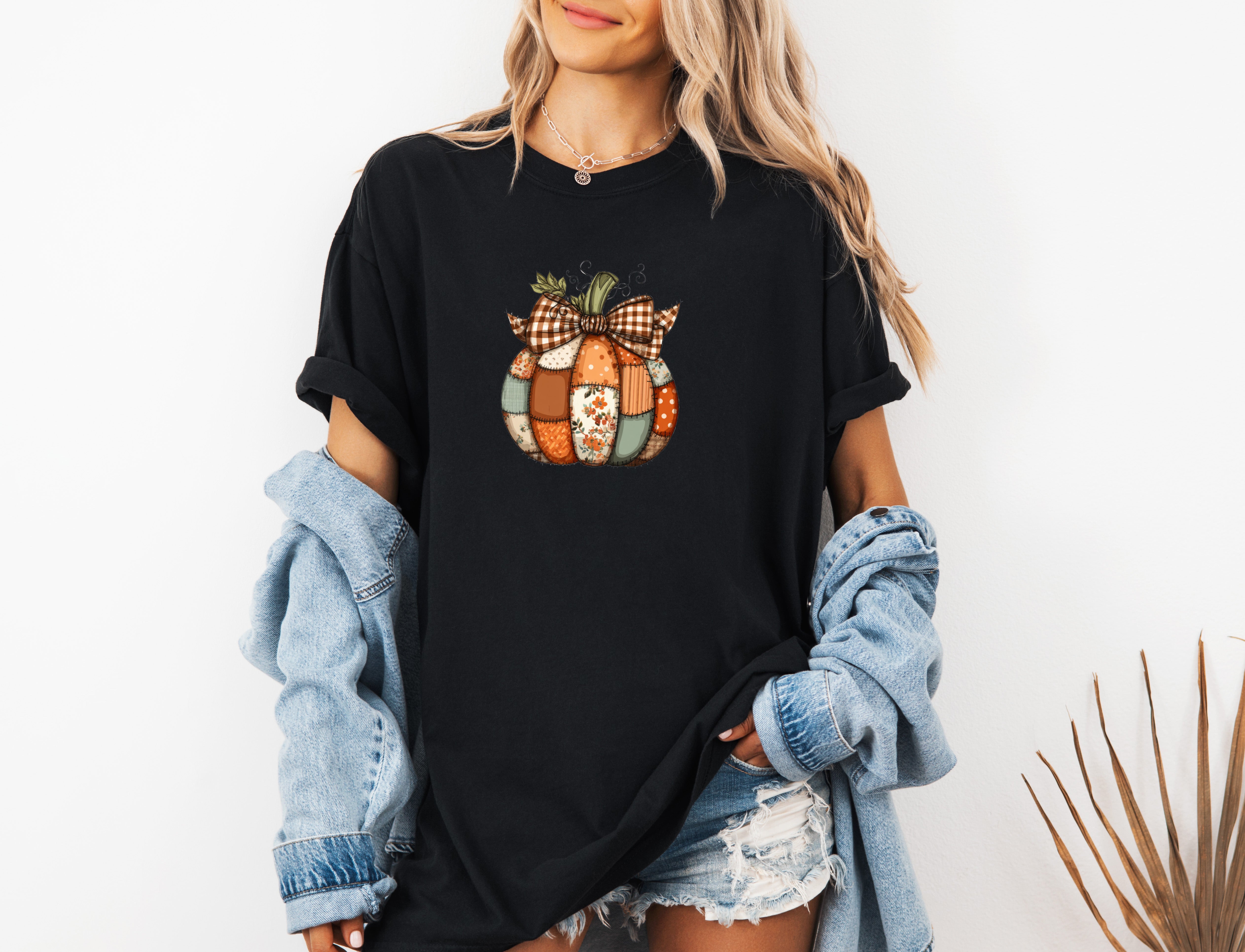 Pumpkin Tattered Fall Thanksgiving day Christmas Autumn Comfort Colors Garment Dyed T Shirt