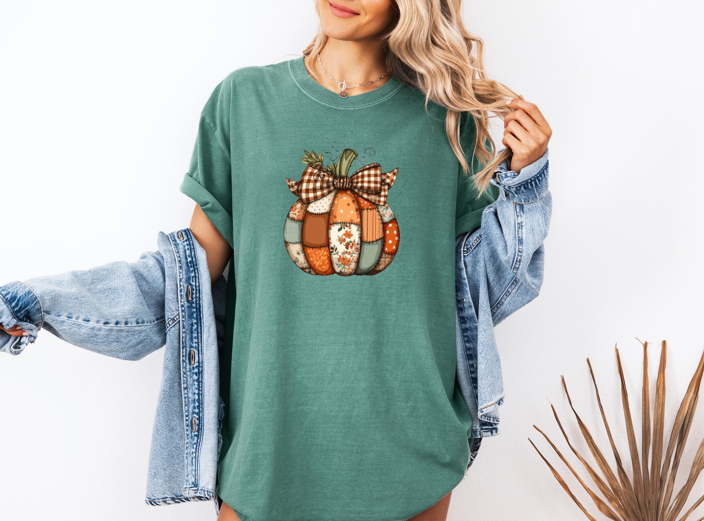 Pumpkin Tattered Fall Thanksgiving day Christmas Autumn Comfort Colors Garment Dyed T Shirt