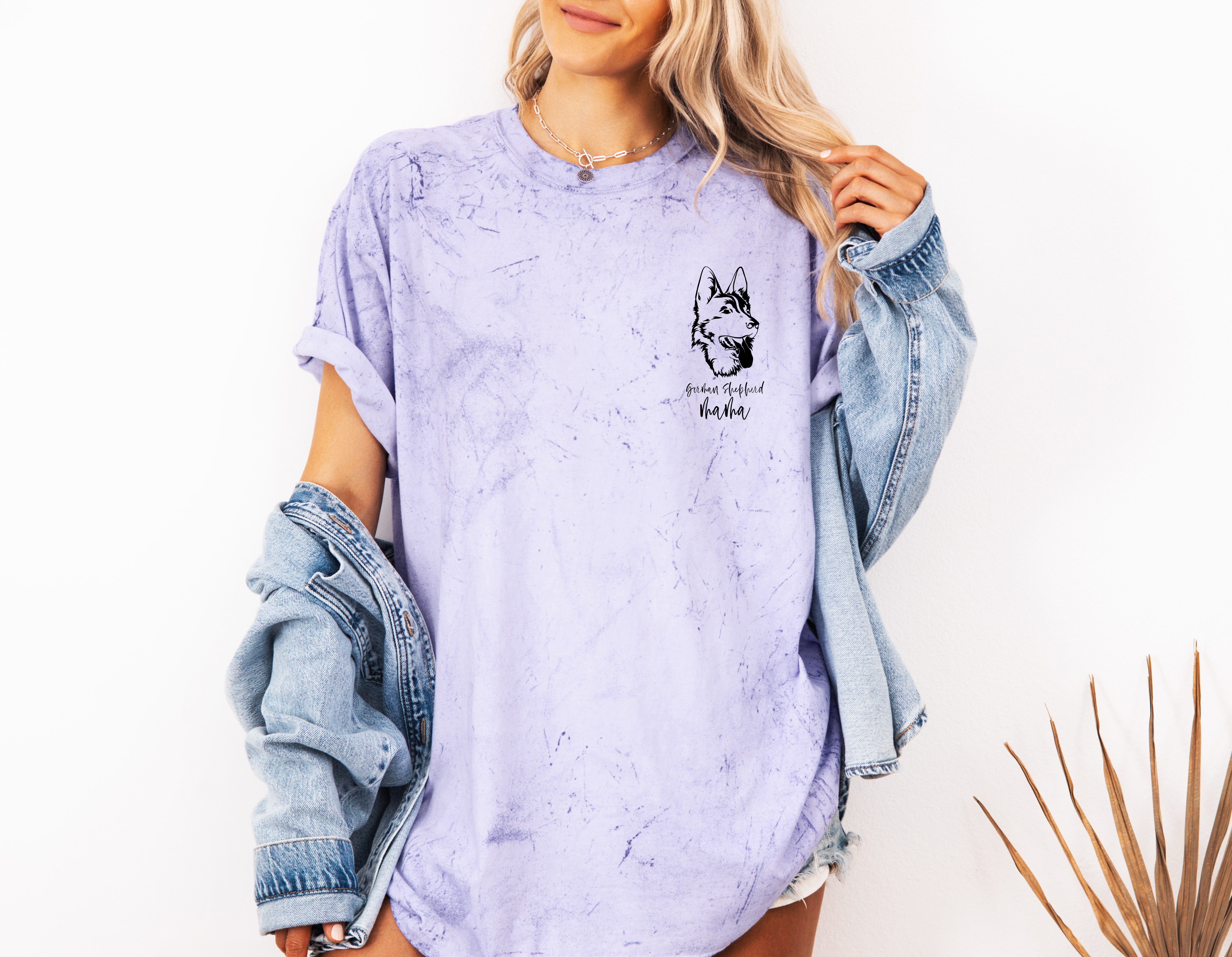 German Shepherd Dog Mom Comfort Colors T Shirt (left chest)