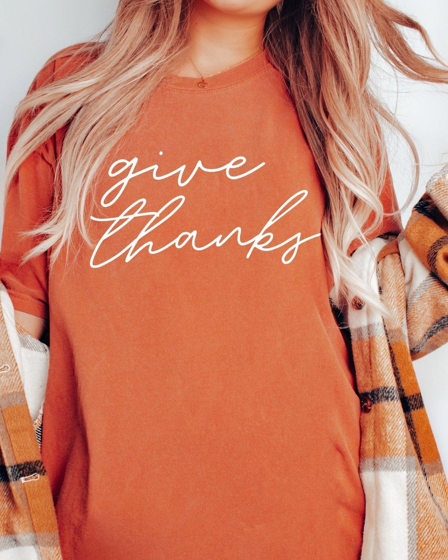 Give Thanks Fall Comfort Colors T Shirt | Thanksgiving