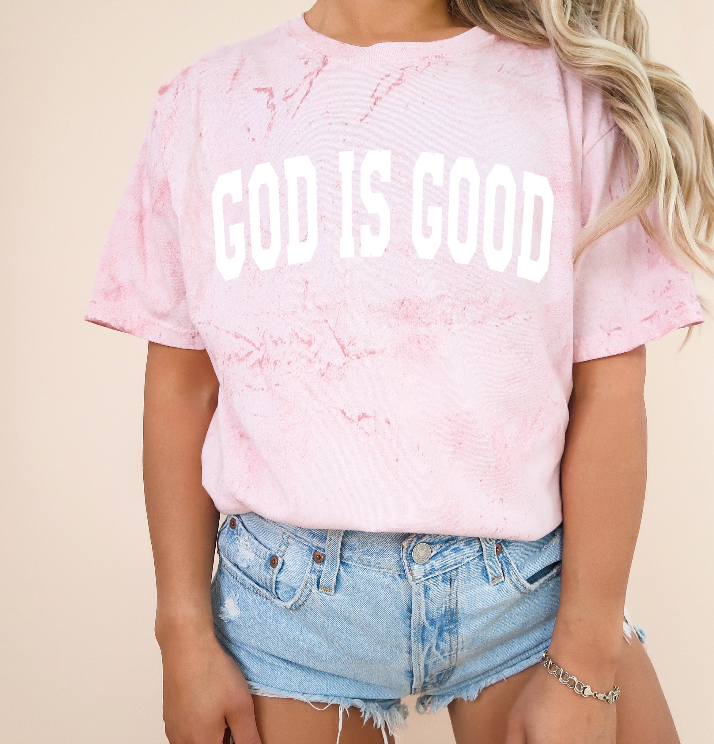 God is good Christian Comfort Colors Garment Dyed T Shirt (high school font)