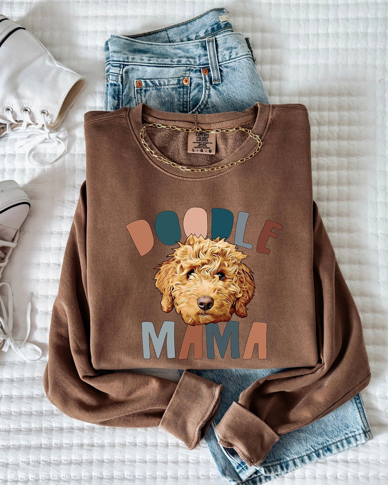 Golden Doodle Dog Mom Fall Garment Dyed Comfort Colors Sweatshirt